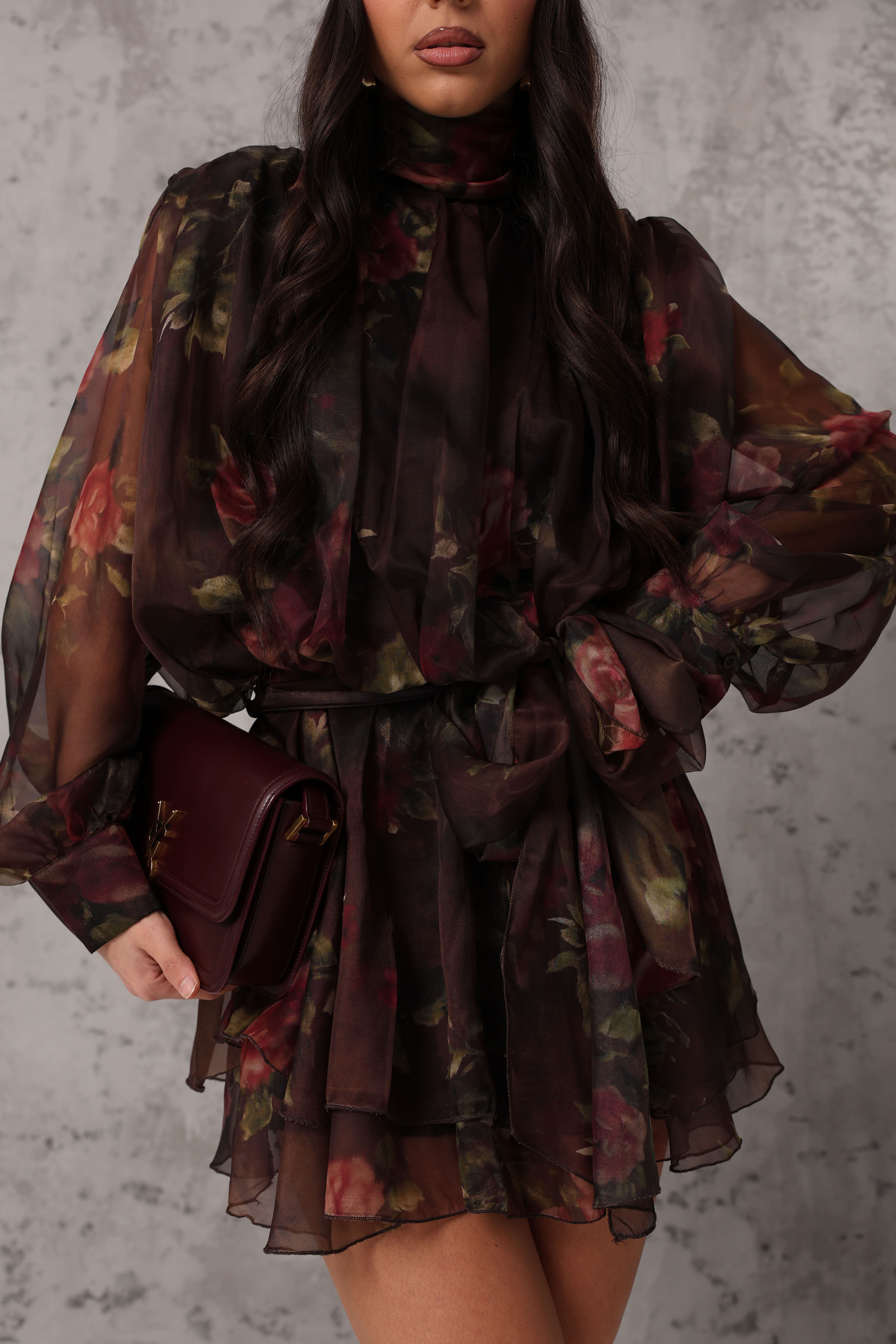 VESTITO FIORATO ESTER MARRONE BY LUMINA