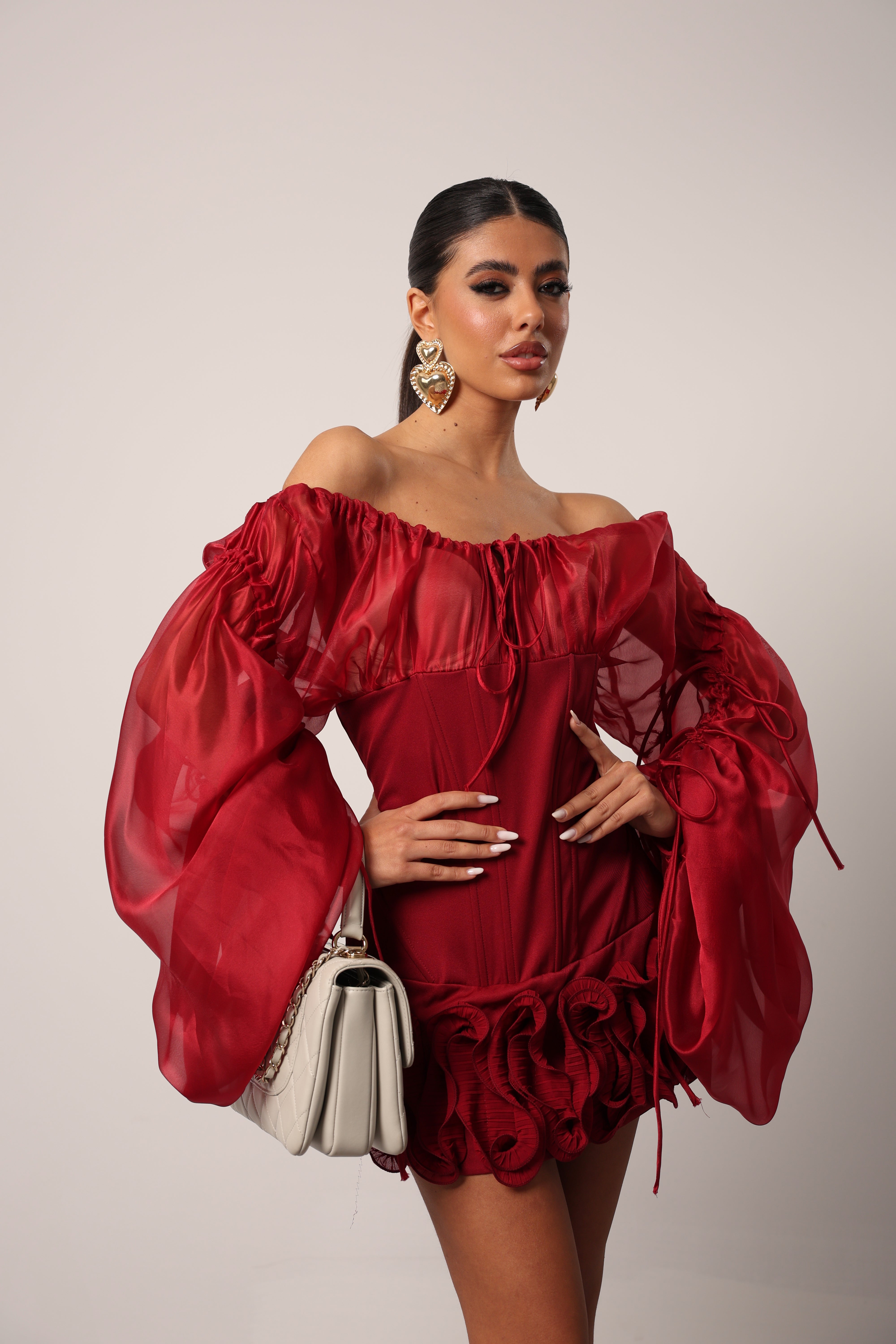 VESTITO ROUCHES VIRGIN ROSSO