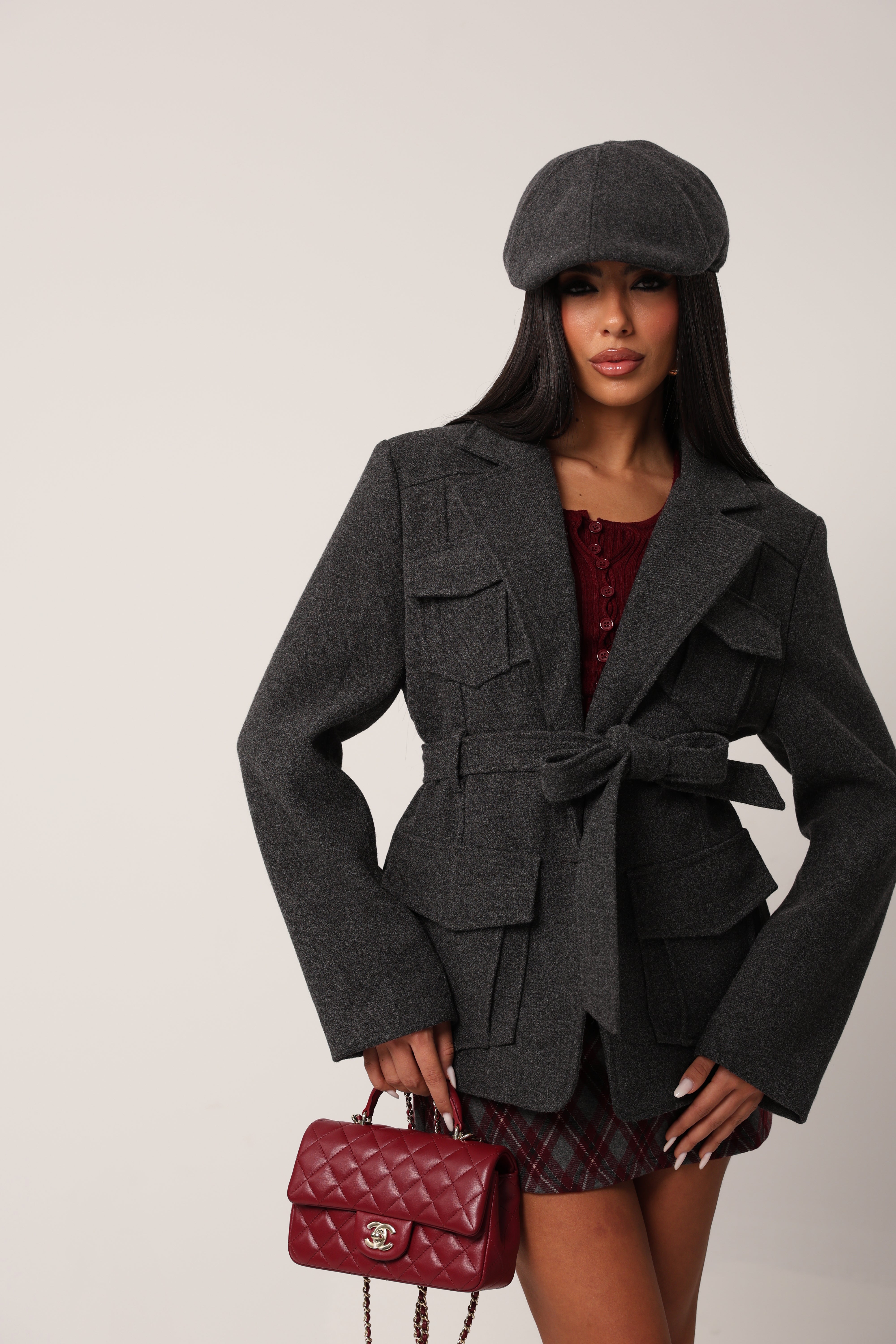 CAPPOTTO DEVIN GRIGIO + CINTURA