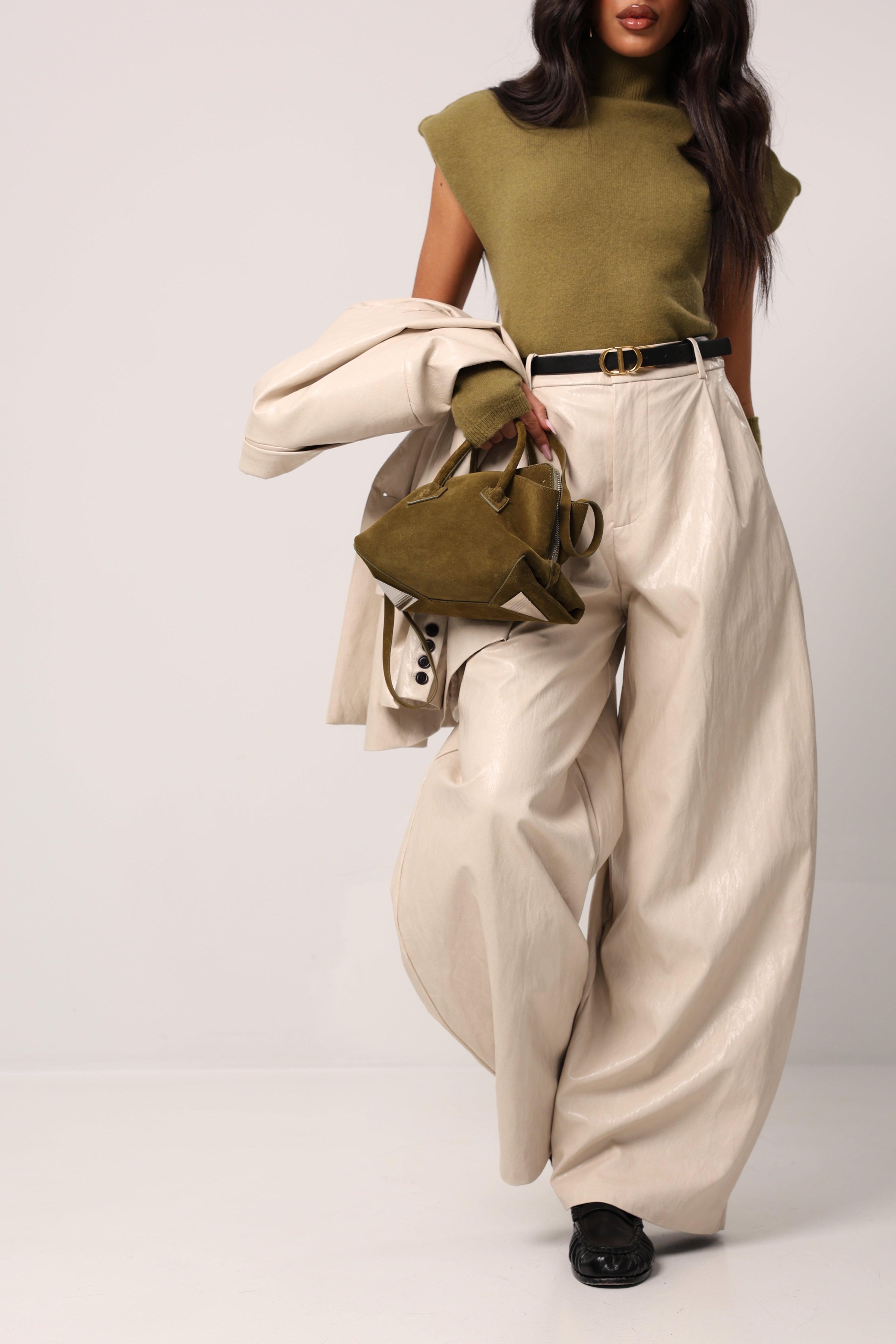 PANTALONI ECOPELLE SOLER CREMA BY LUMINA