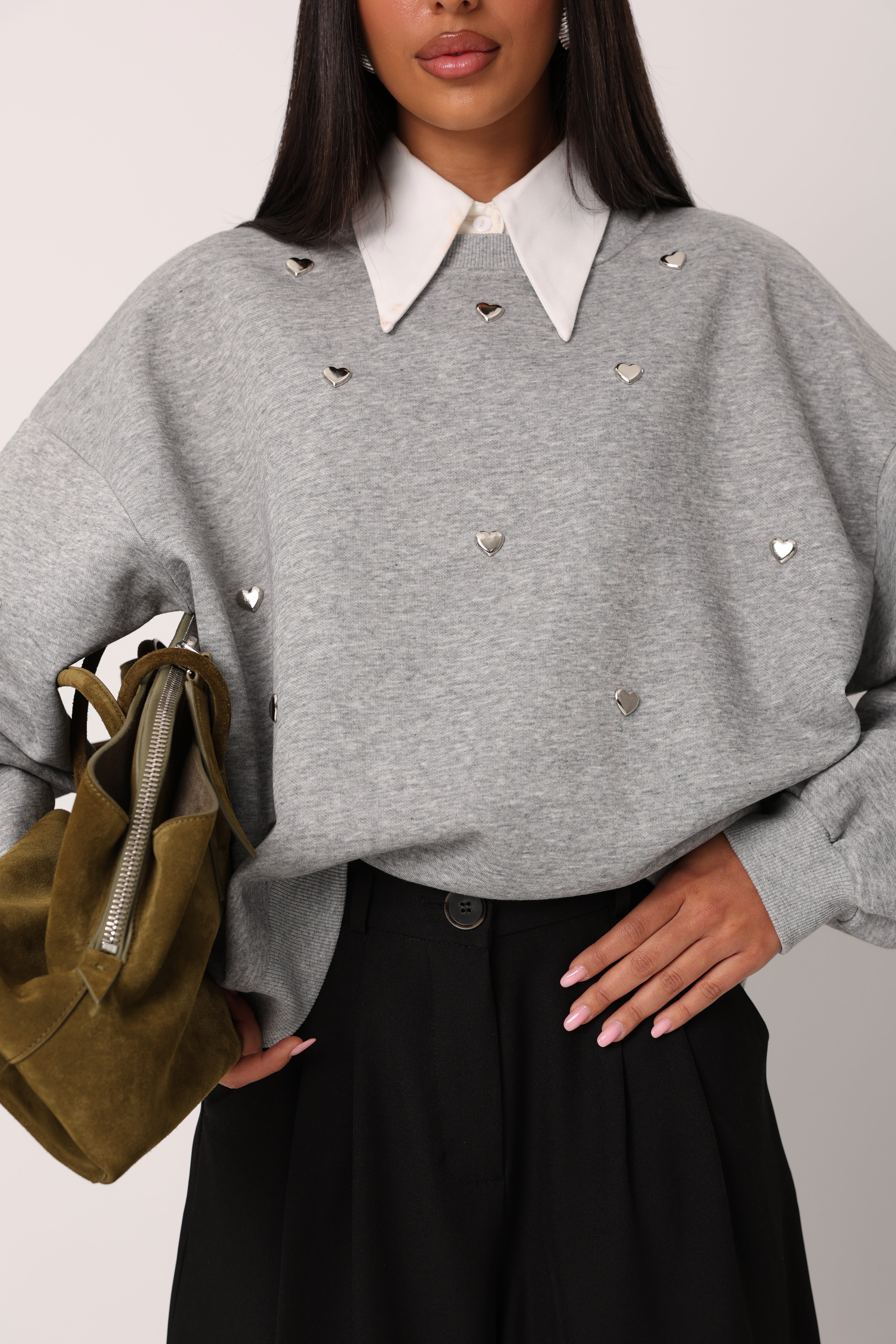 FELPA CUORICINI SILVIE GRIGIA