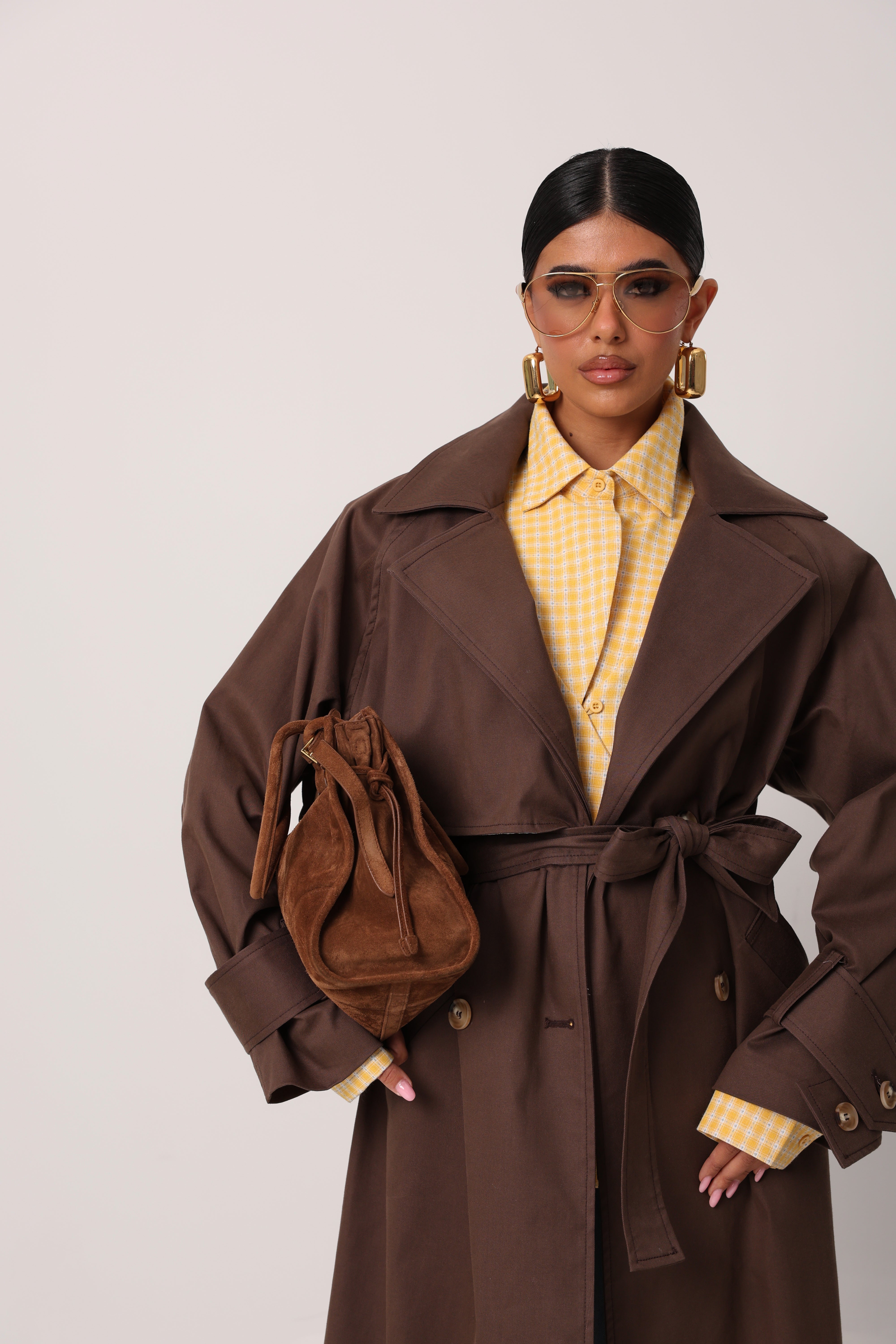 TRENCH LUNGO EILEEN MARRONE BY LUMINA