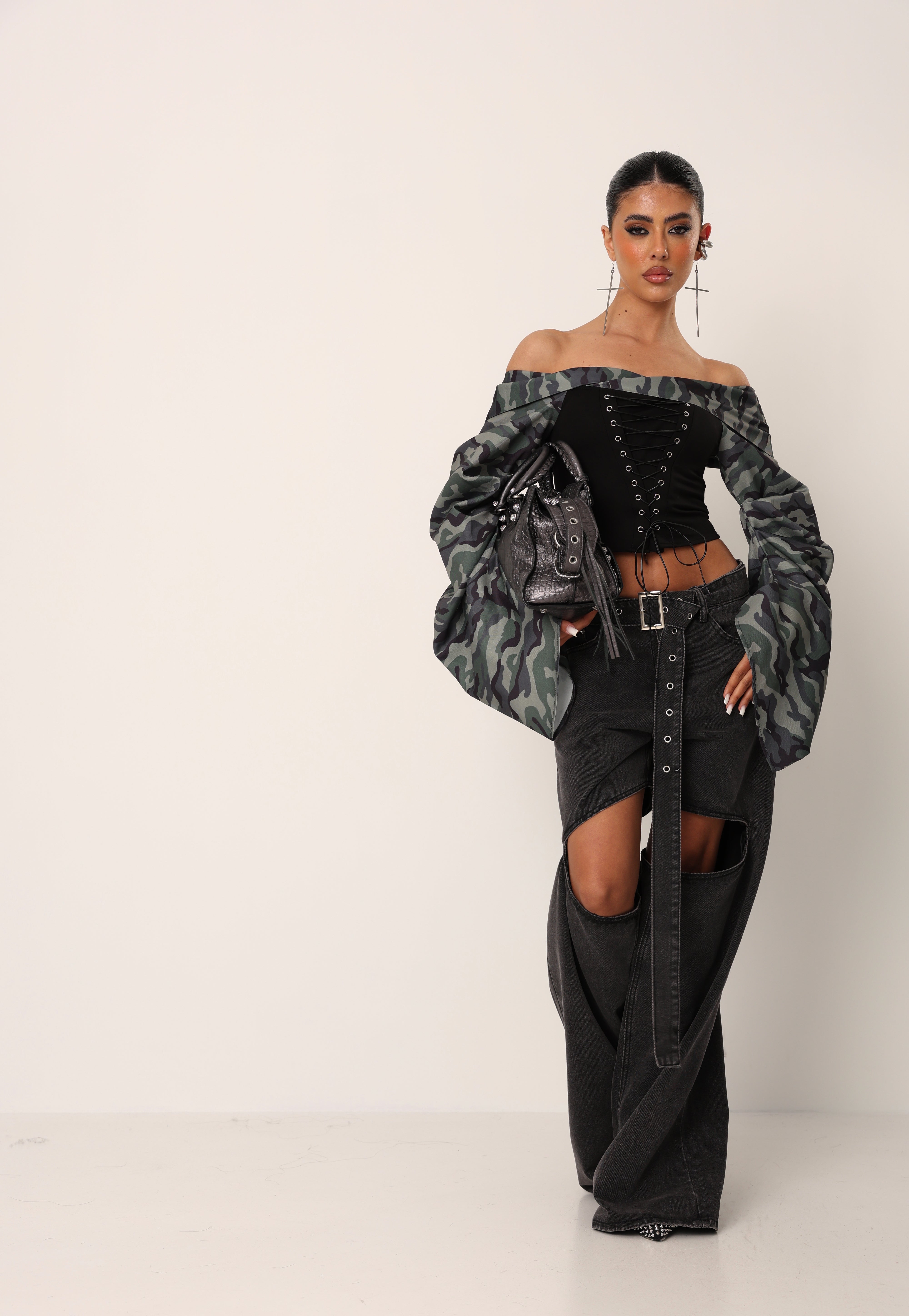 CORSETTO BABILON NERO/CAMOUFLAGE