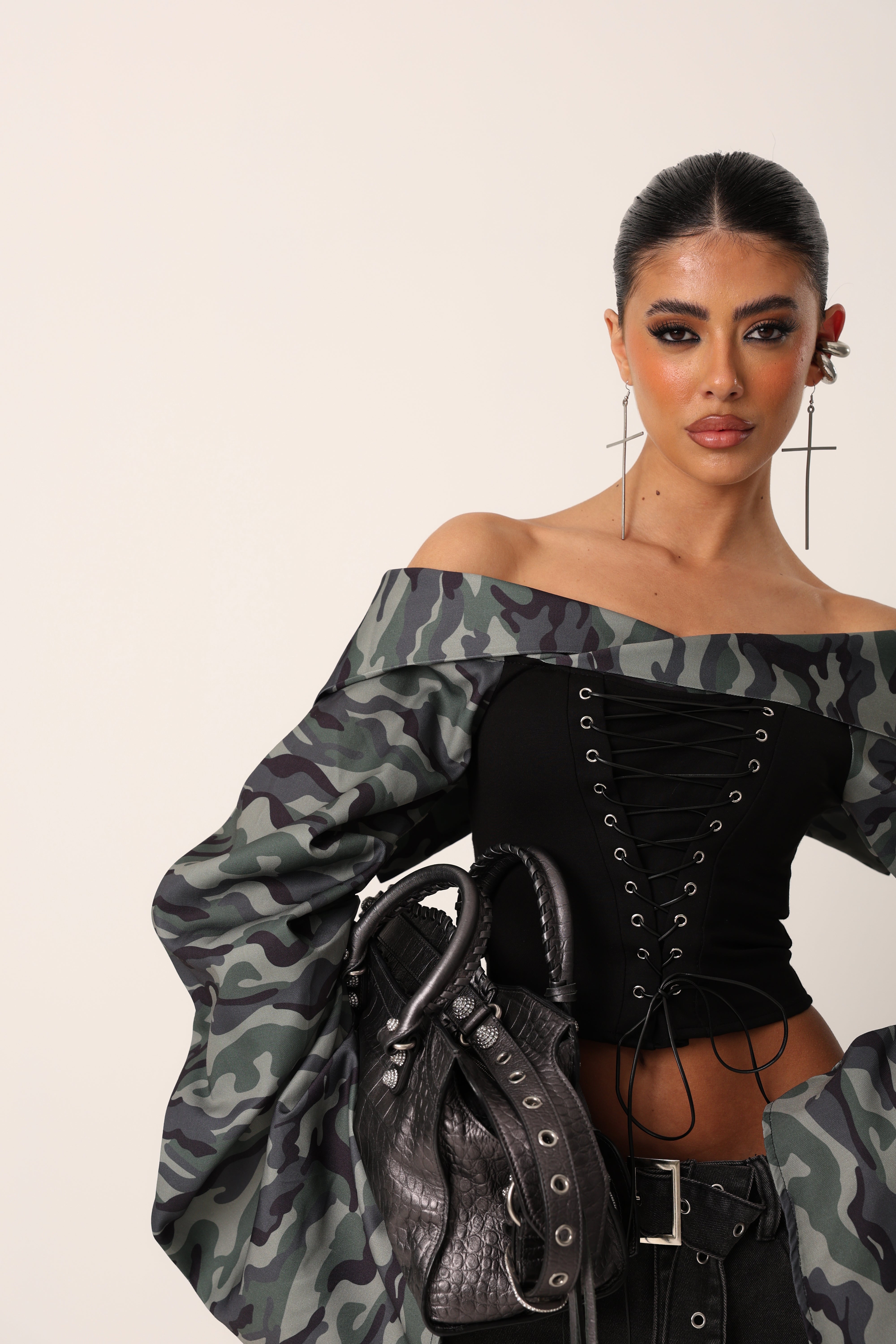 CORSETTO BABILON NERO/CAMOUFLAGE