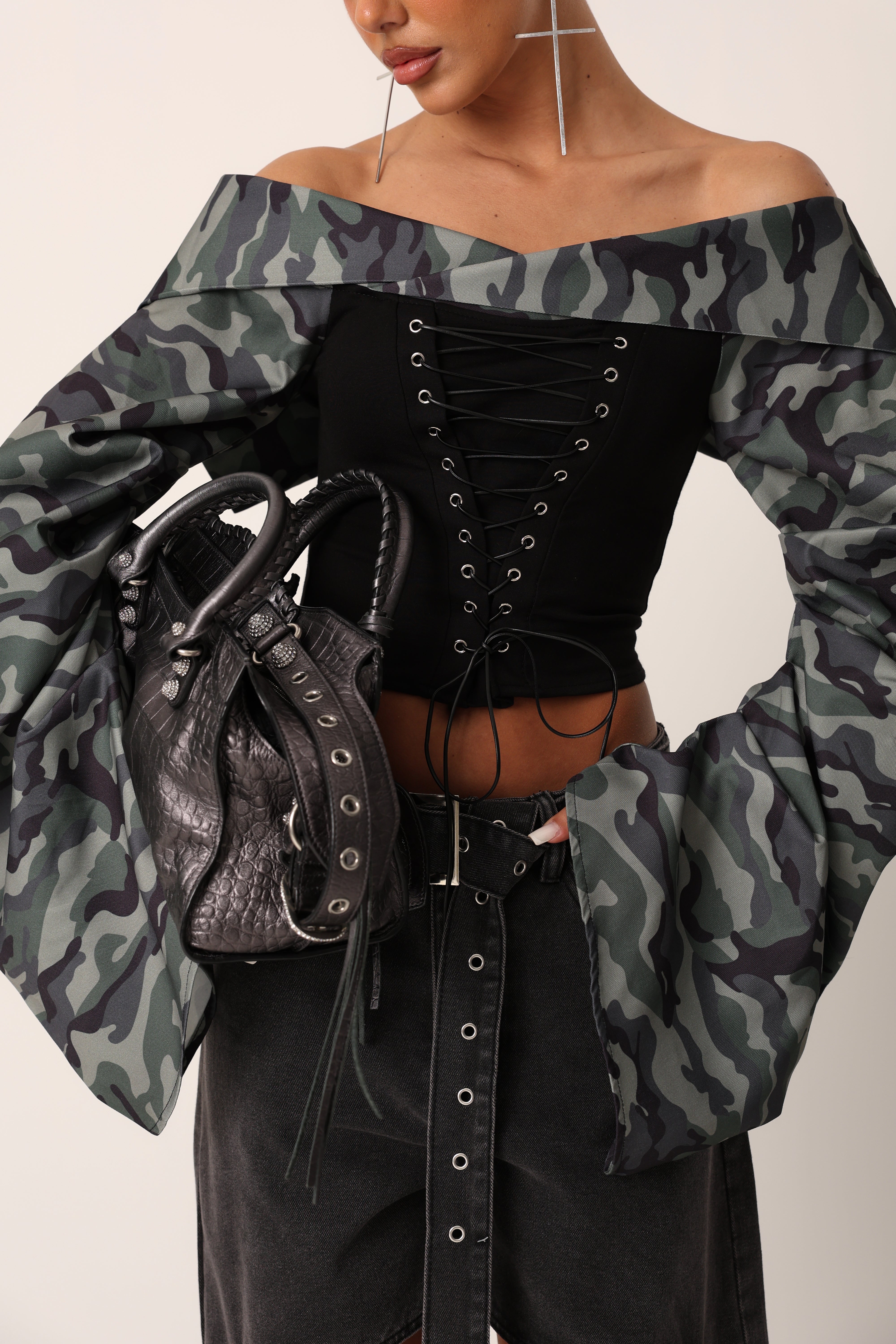 CORSETTO BABILON NERO/CAMOUFLAGE