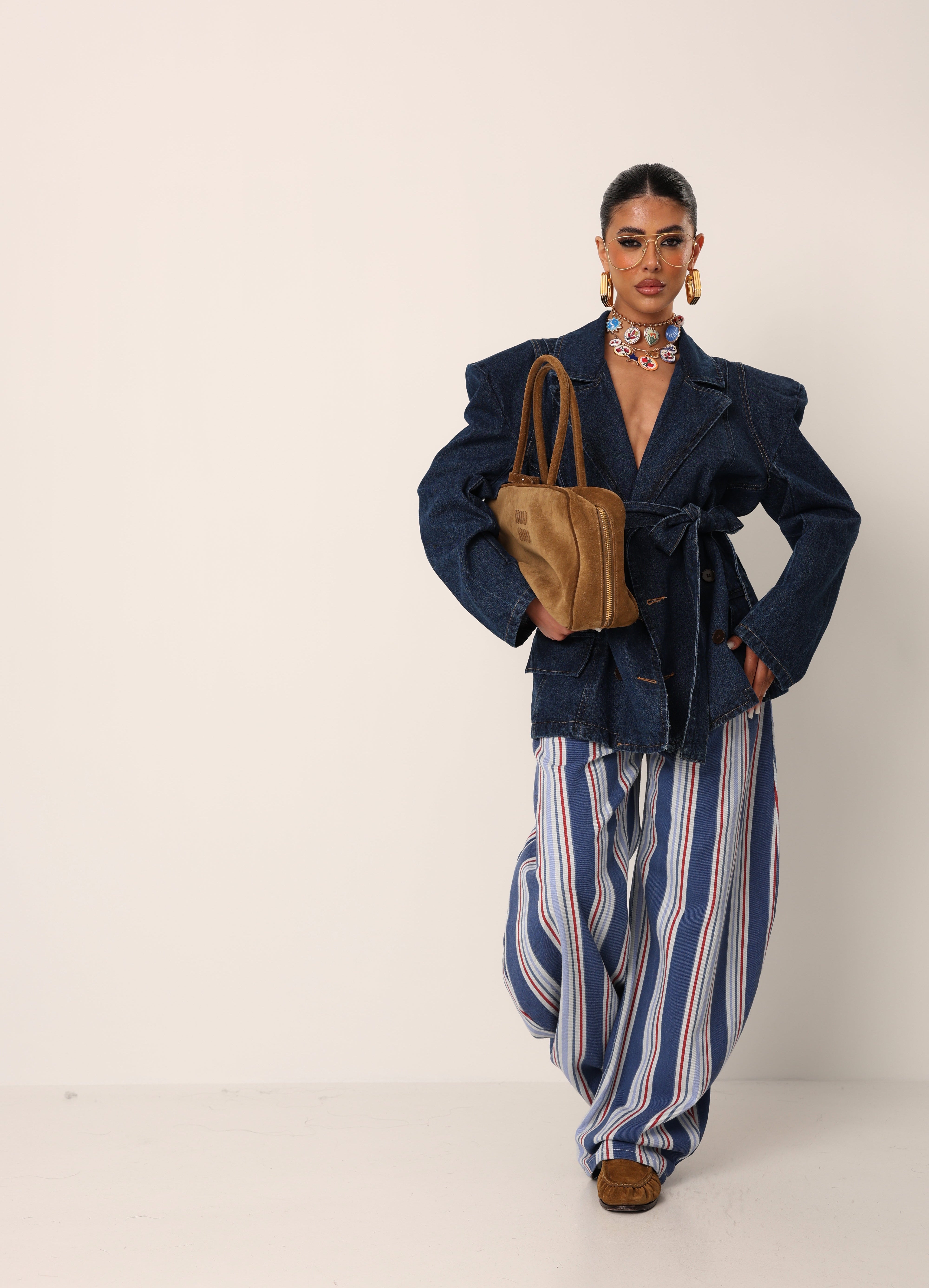 JEANS RIGHE HAZEL BLU/ROSSI