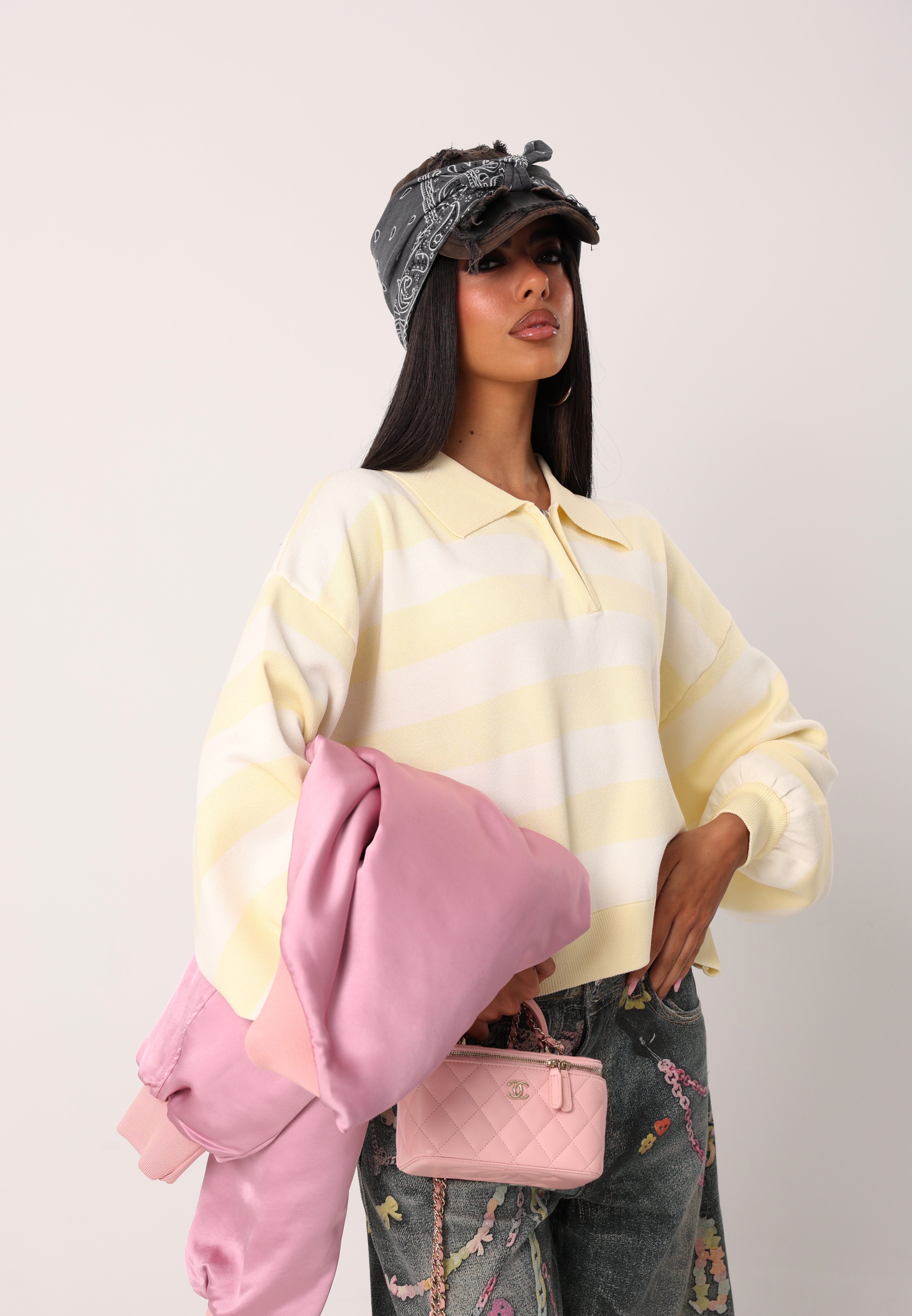 POLO RIGHE PAMELA PANNA/GIALLA