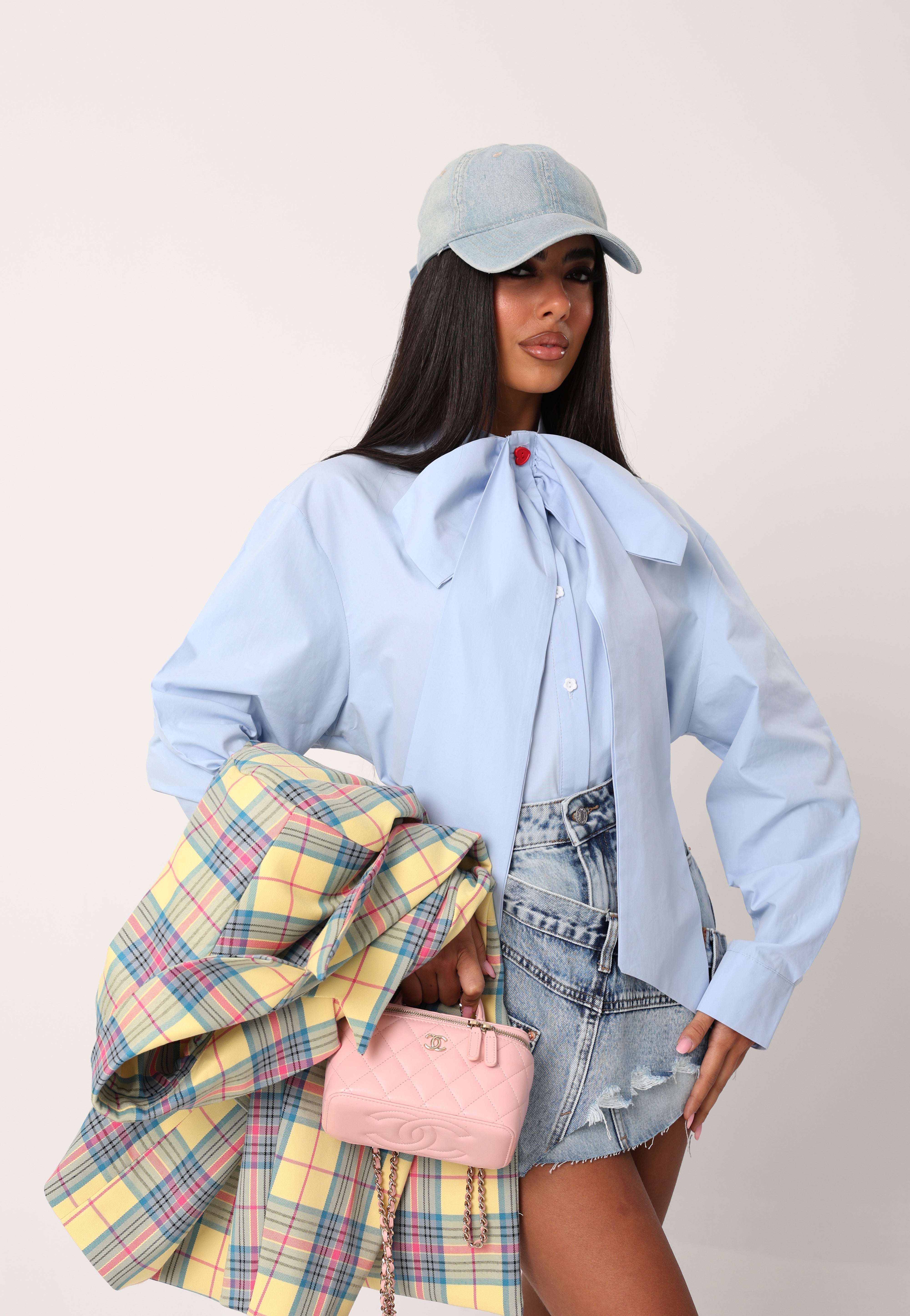 CAMICIA FIOCCO LEONIA AZZURRA