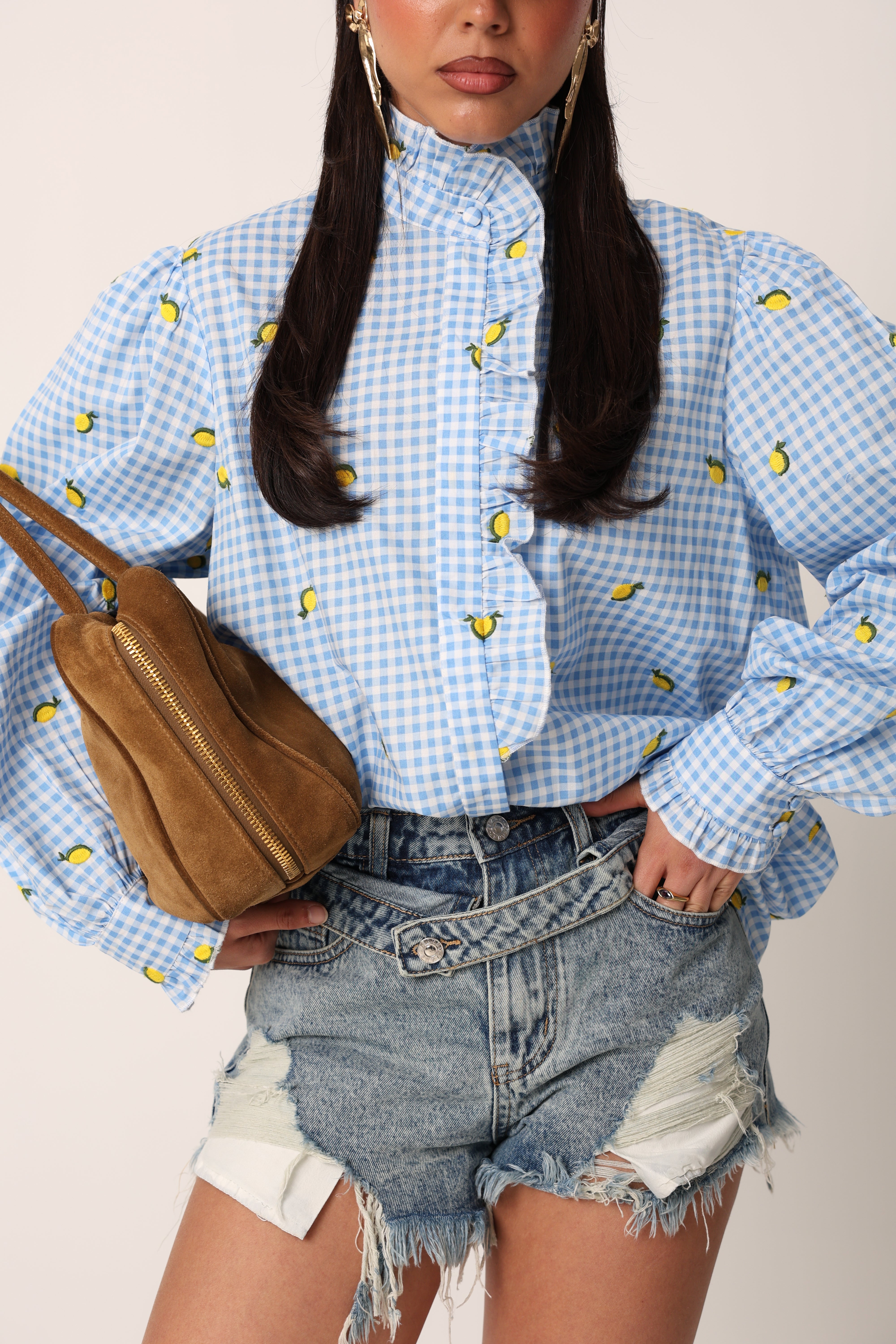 CAMICIA QUADRETTI LIMONE AZZURRA