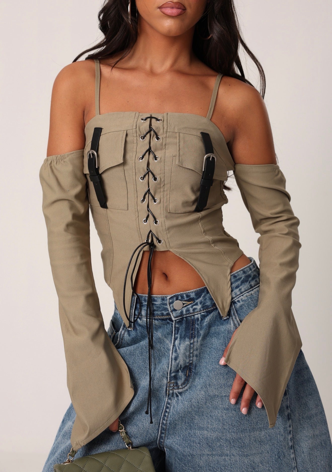 TOP STRINGHE ELDA VERDE