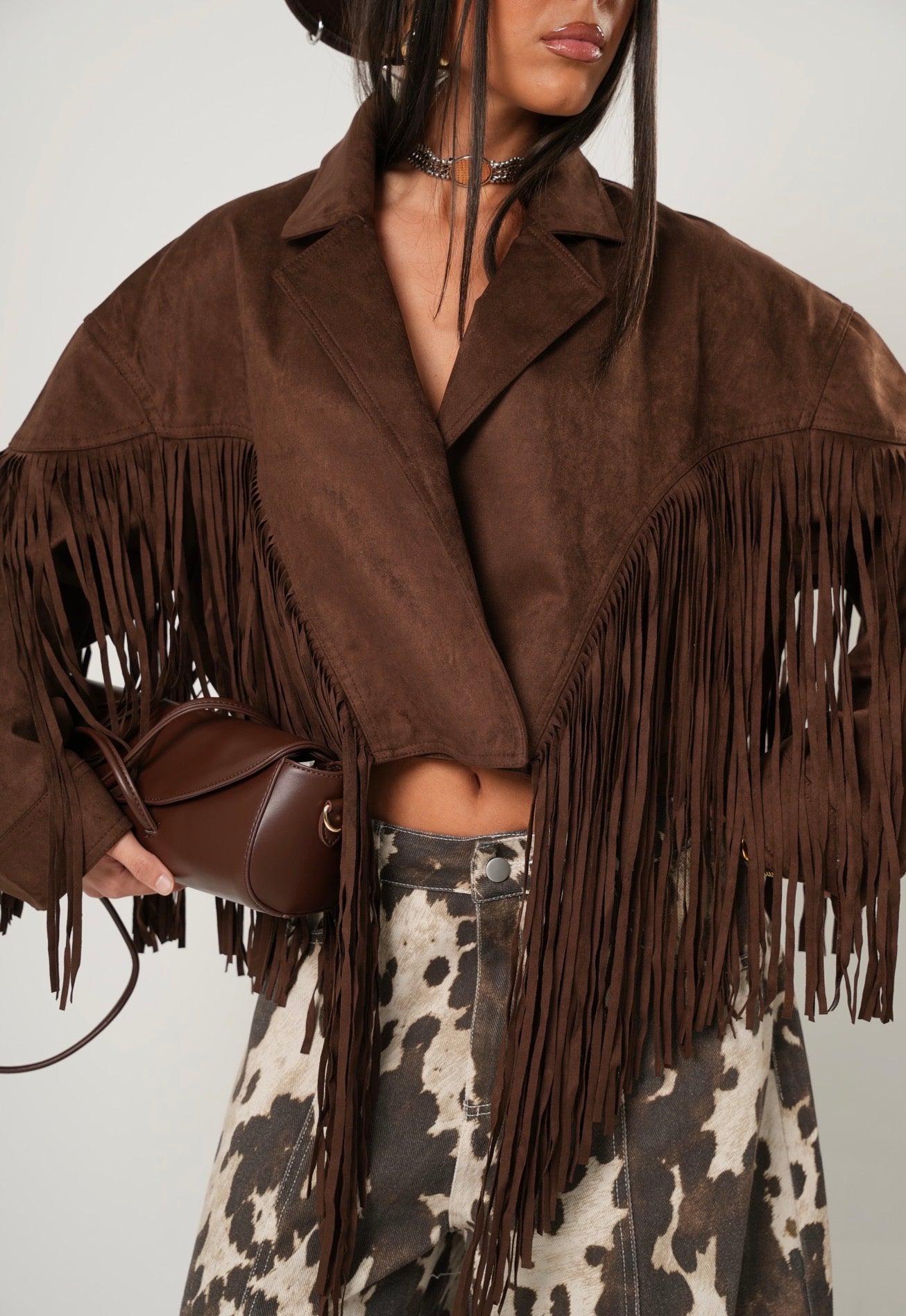 Giacca ecocamoscio Suede marrone