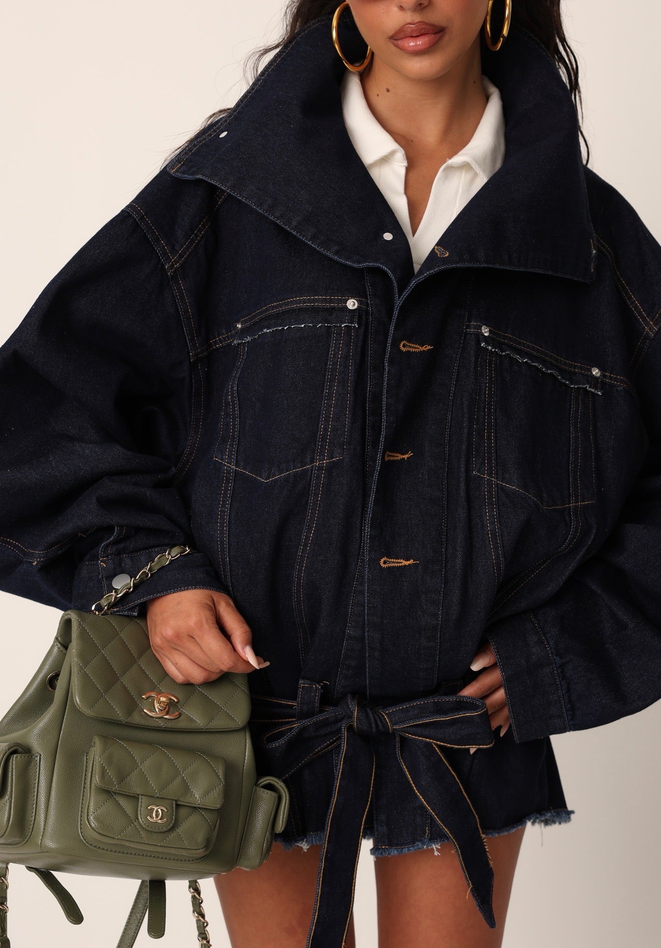 GIACCA CLAY DENIM SCURO + CINTURA