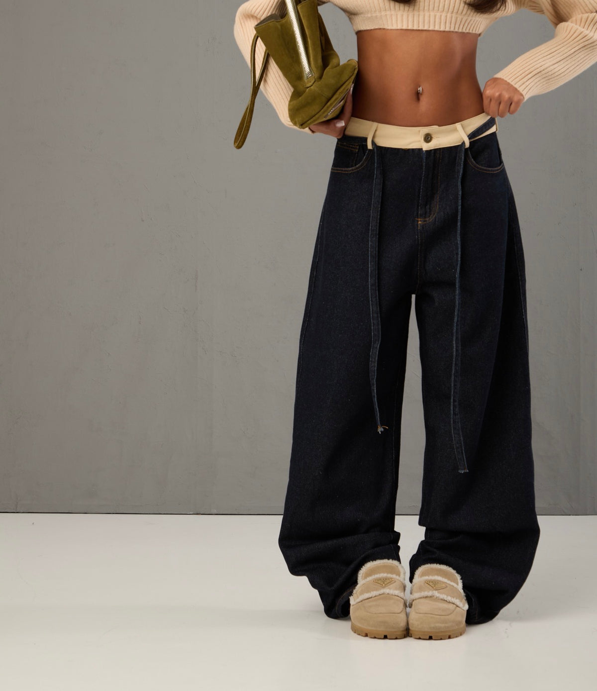 JEANS ALVARO DENIM SCURO/BEIGE