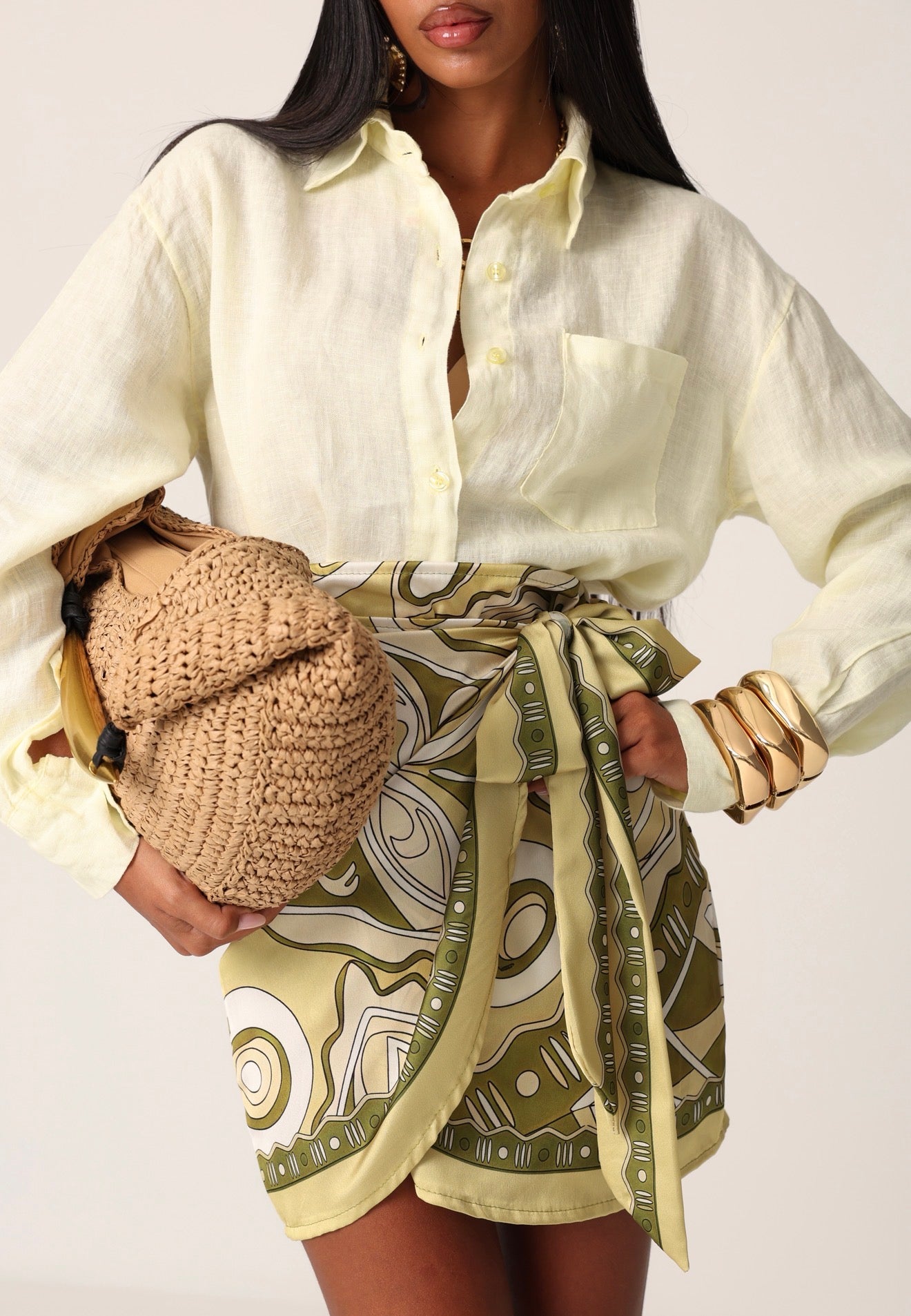 CAMICIA TASCHINO CELISIA GIALLA 100% LINO