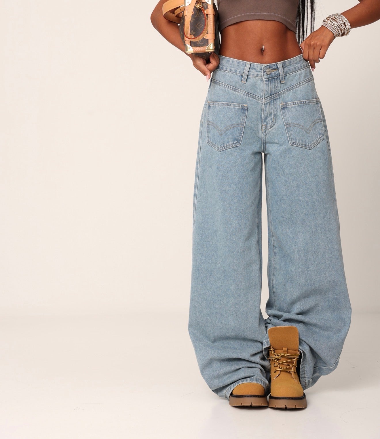JEANS PALAZZO ALENA DENIM CHIARO
