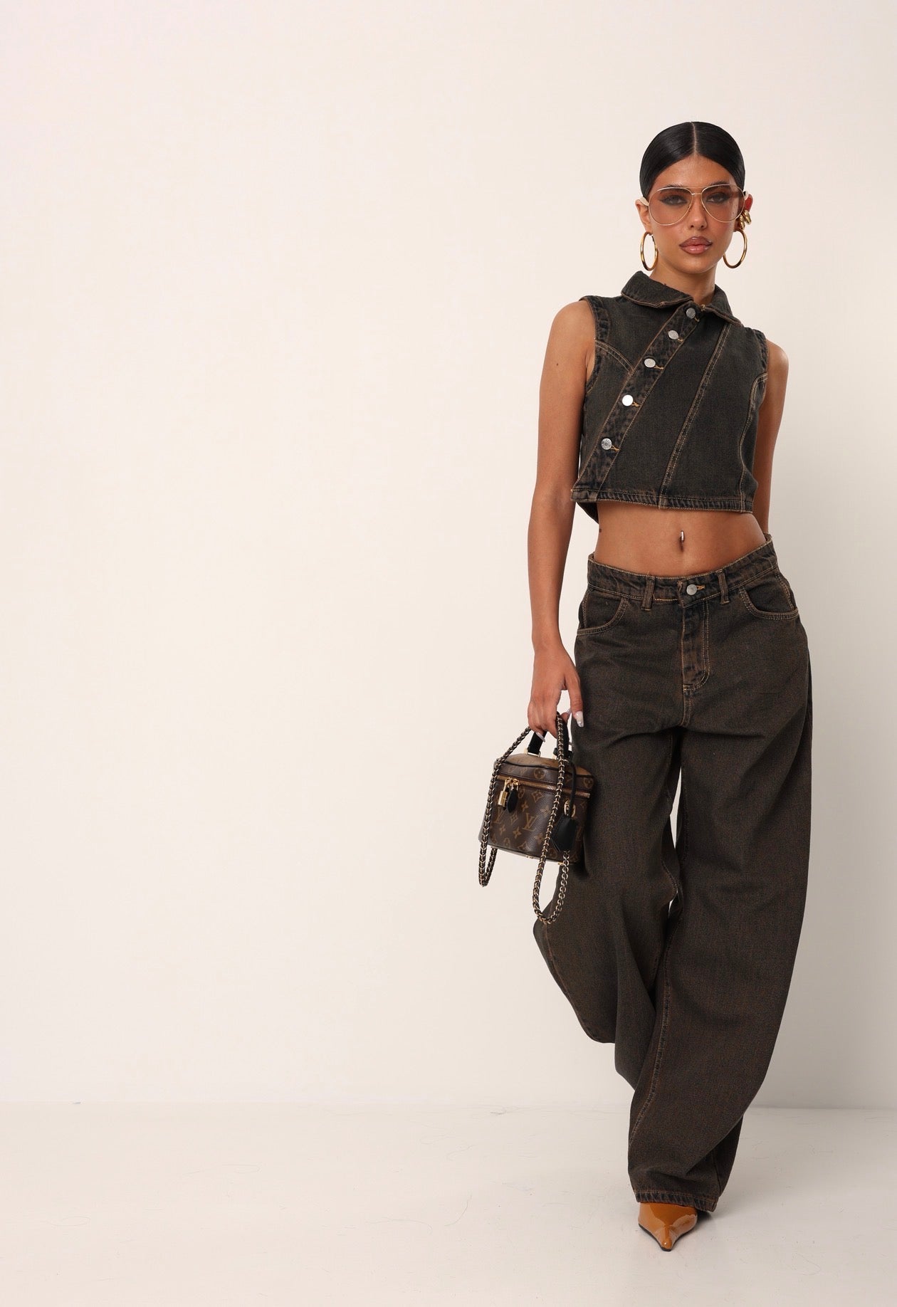 JEANS MARIKA DENIM MARRONE