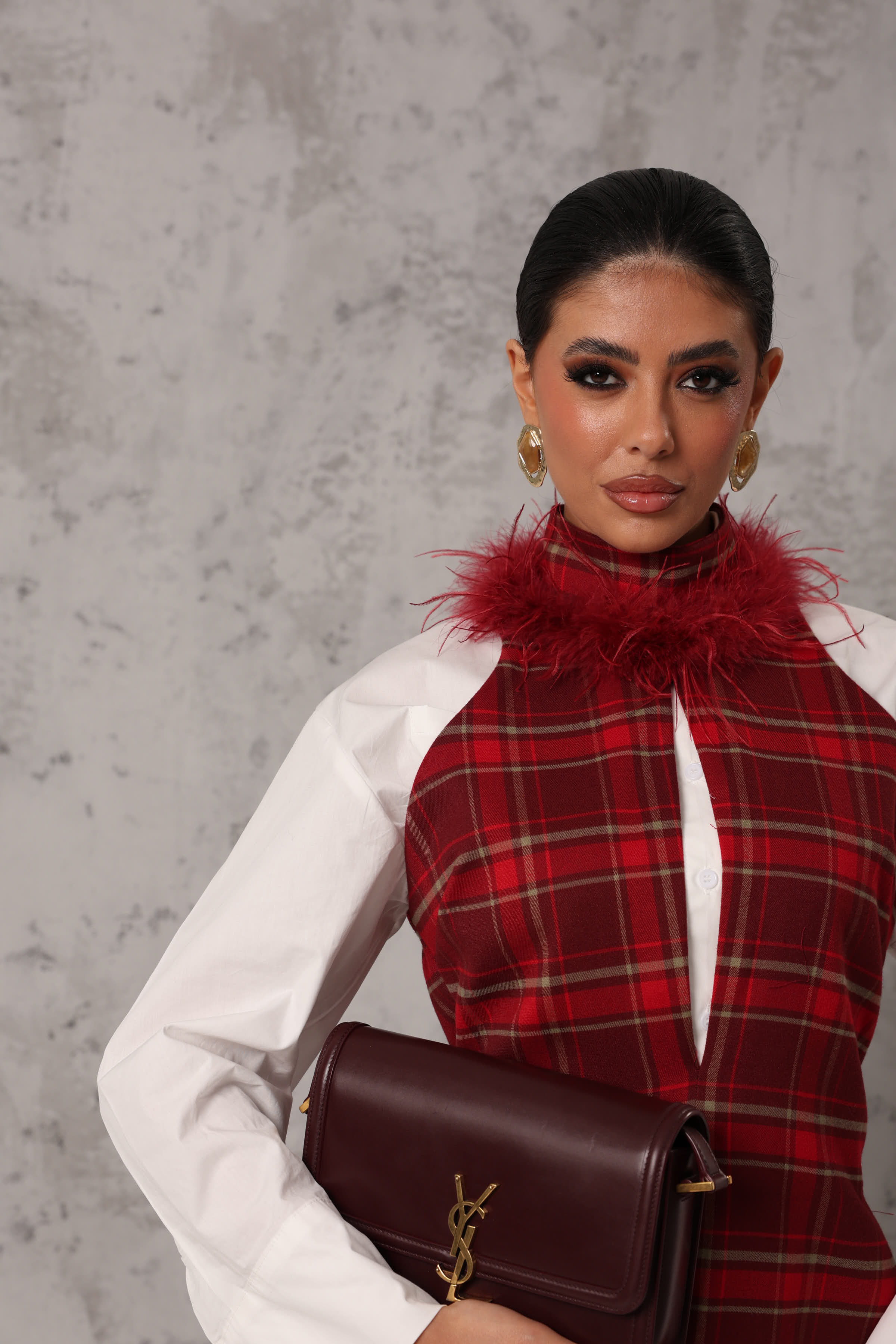 VESTITO SCOZZESE PLUMAS ROSSO BY LUMINA