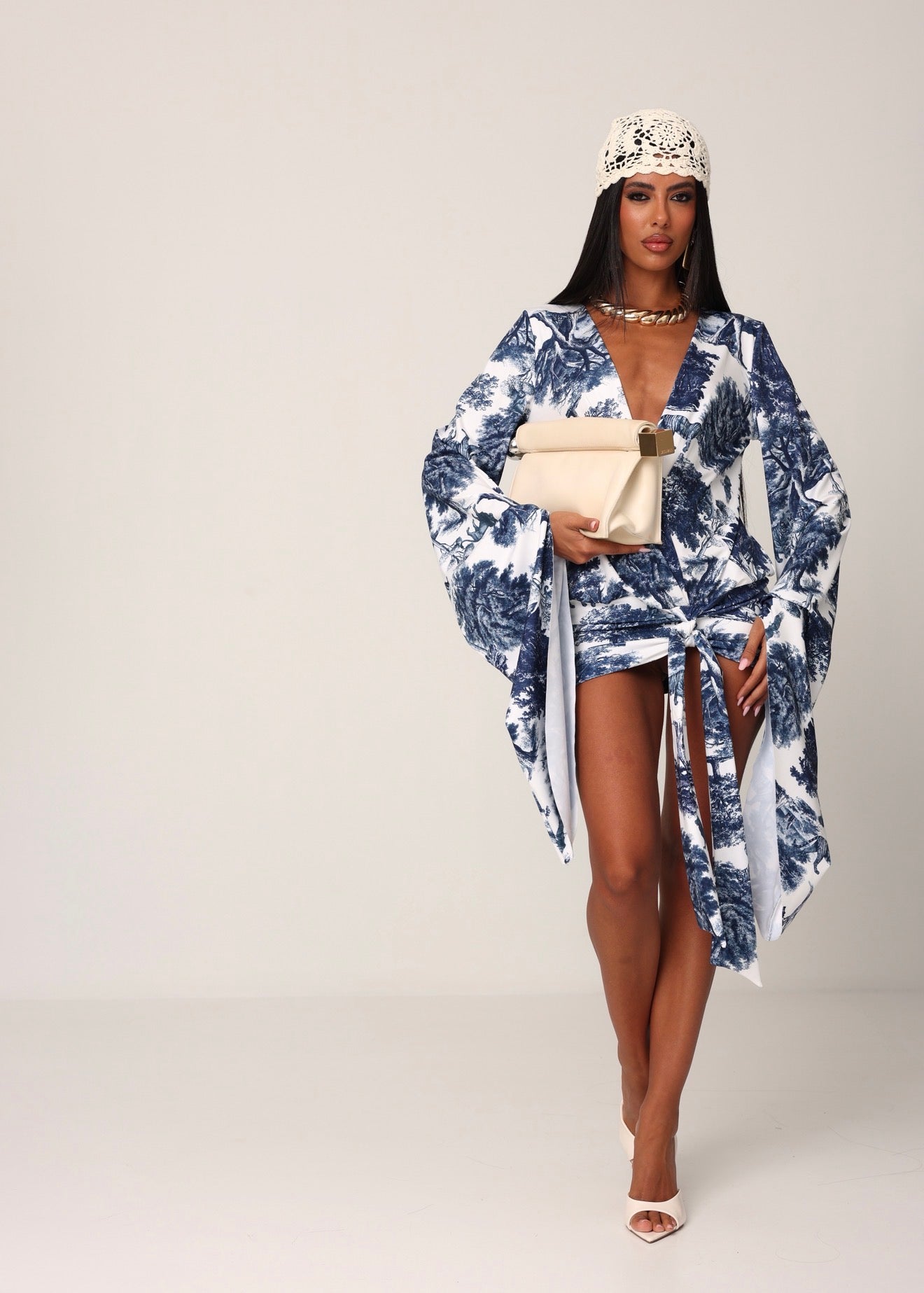 VESTITO FANTASIA NATURA BLU/BIANCO