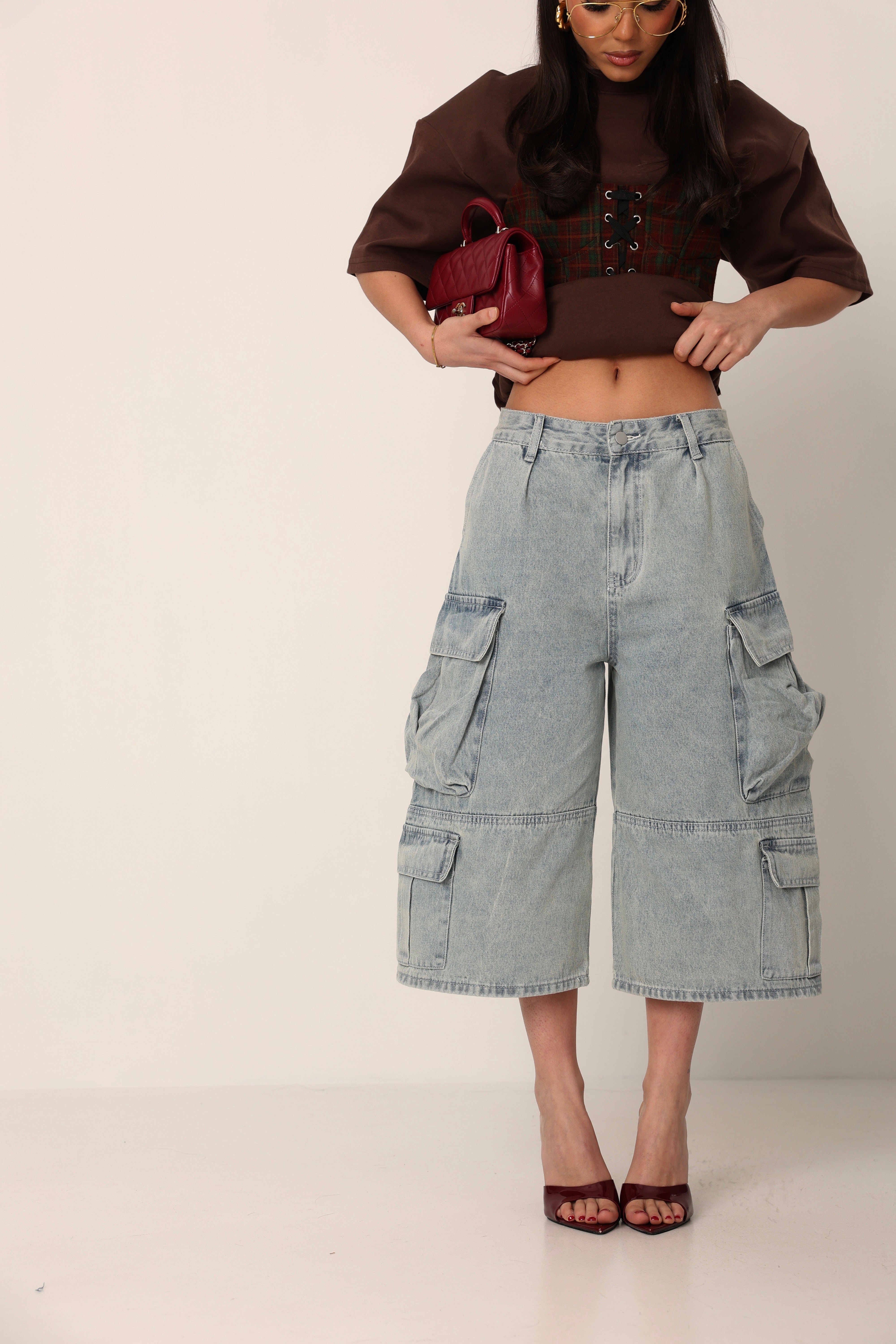 BERMUDA CARGO COLLIER DENIM CHIARO