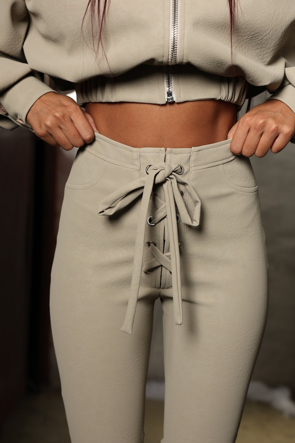 PANTALONI ECOPELLE BUFFY BEIGE BY MARZIA MANGO