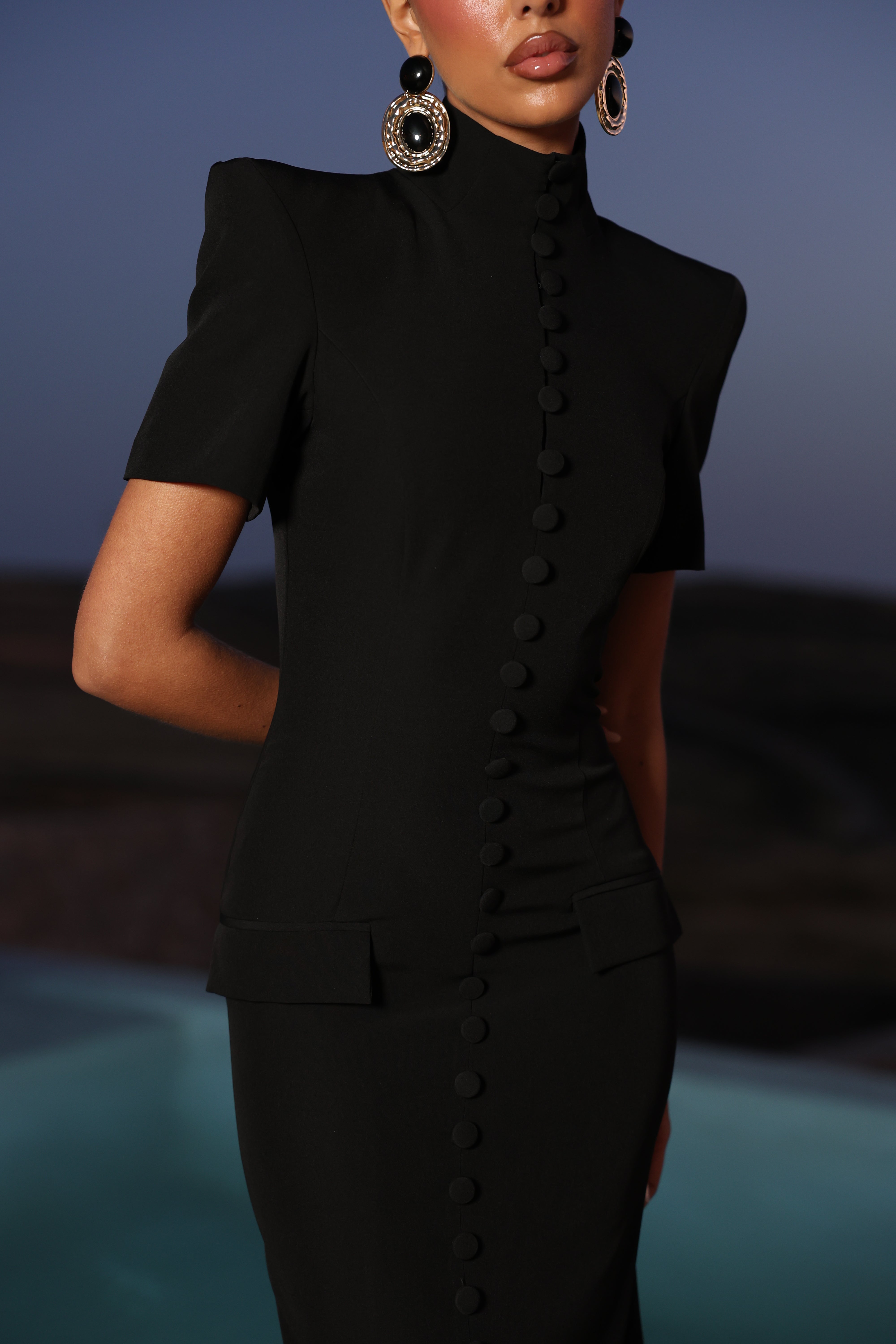 VESTITO BOTTONI KASTRO NERO BY MARZIA MANGO