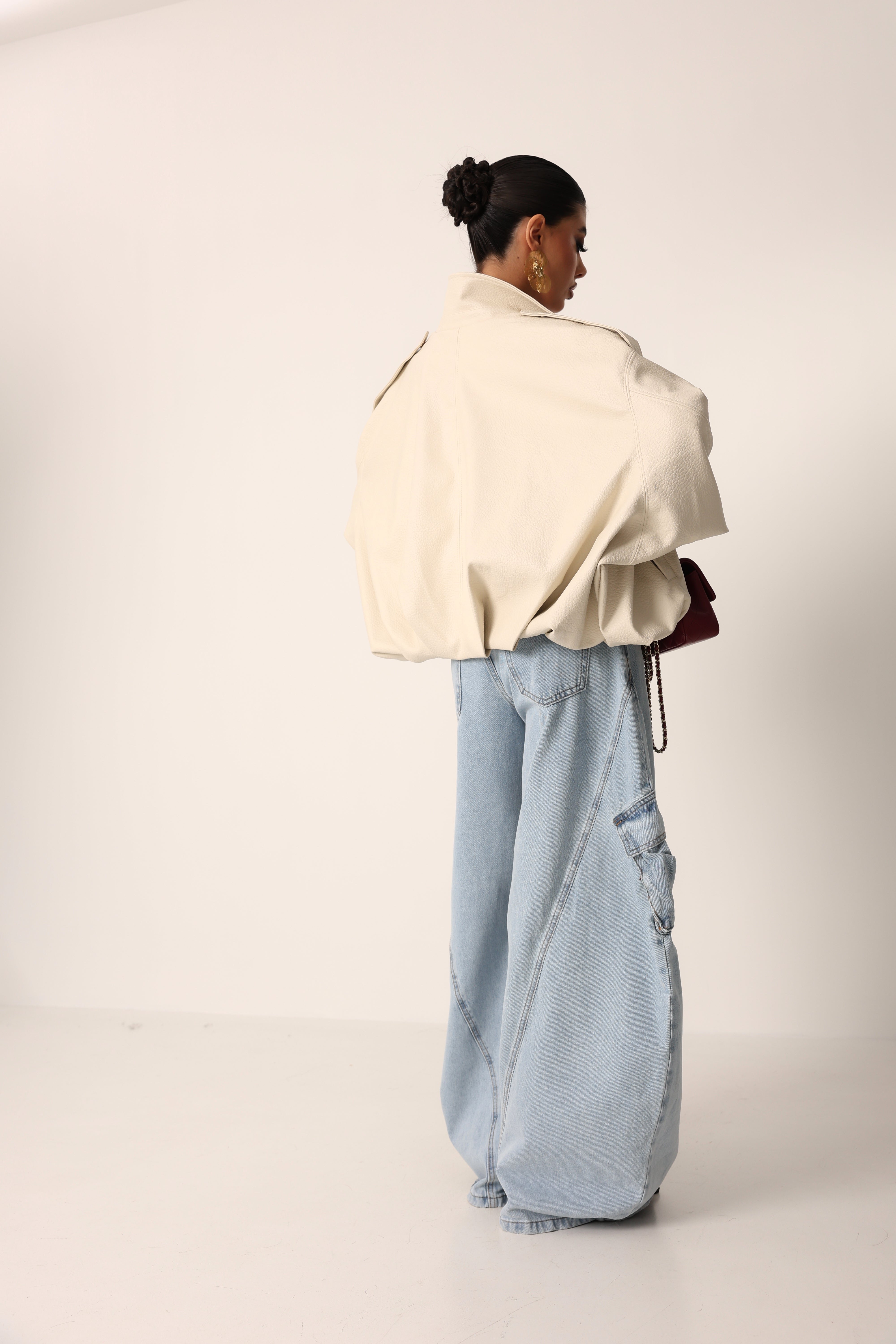 JEANS CARGO MIDA DENIM CHIARO