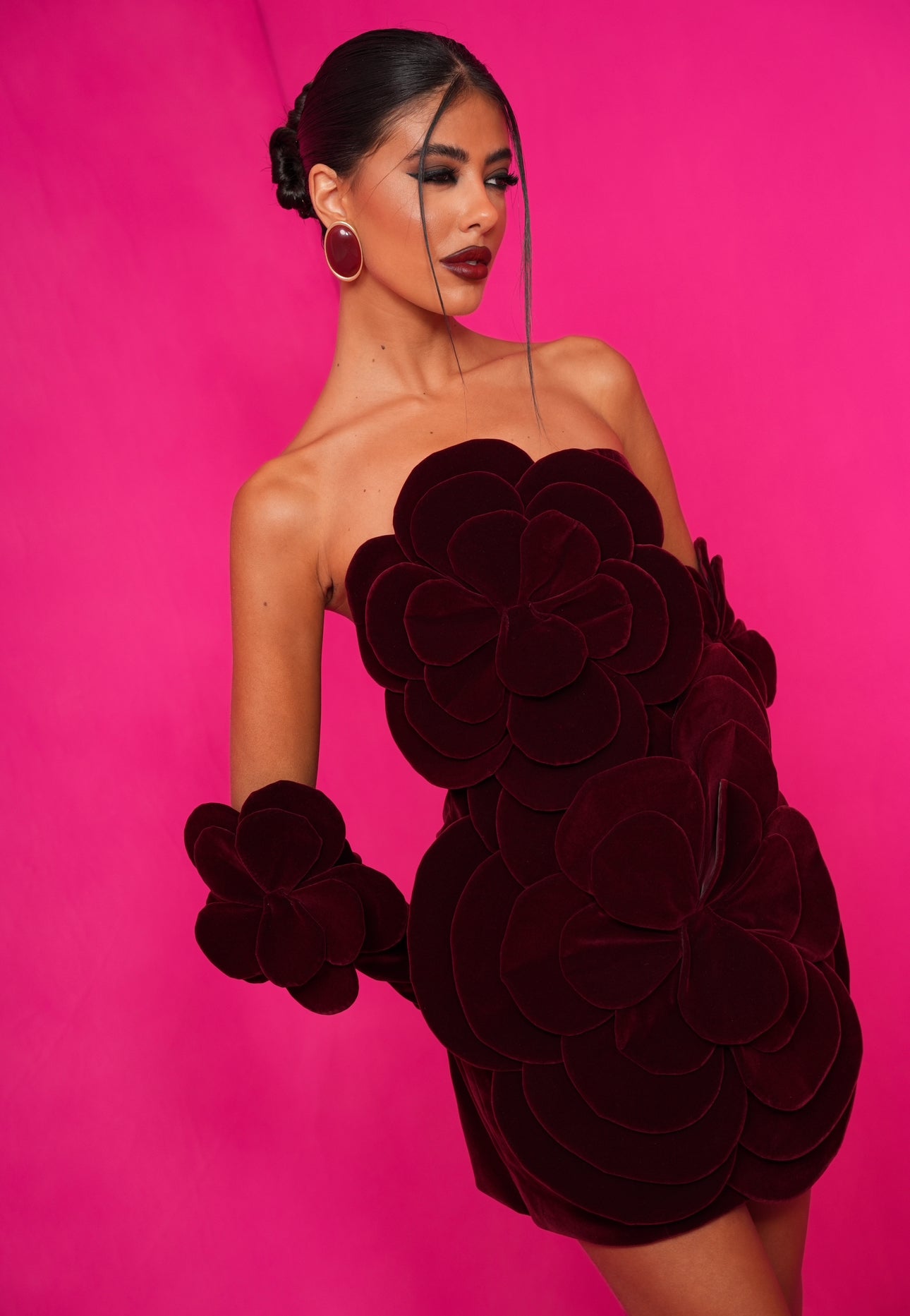 Vestito ciniglia Senorita bordeaux + manicotti