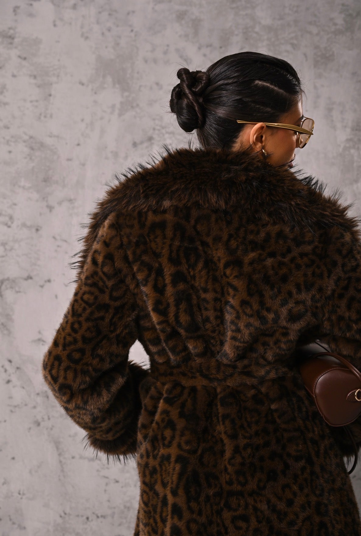 ECO PELLICCIA LEOPARDATA DANIELA MARRONE/NERO