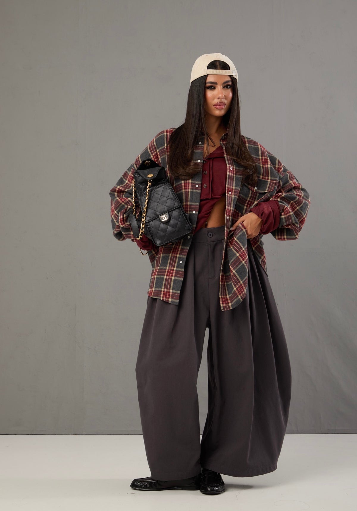 CAMICIA TARTAN BUCAREST GRIGIA/BORDEAUX