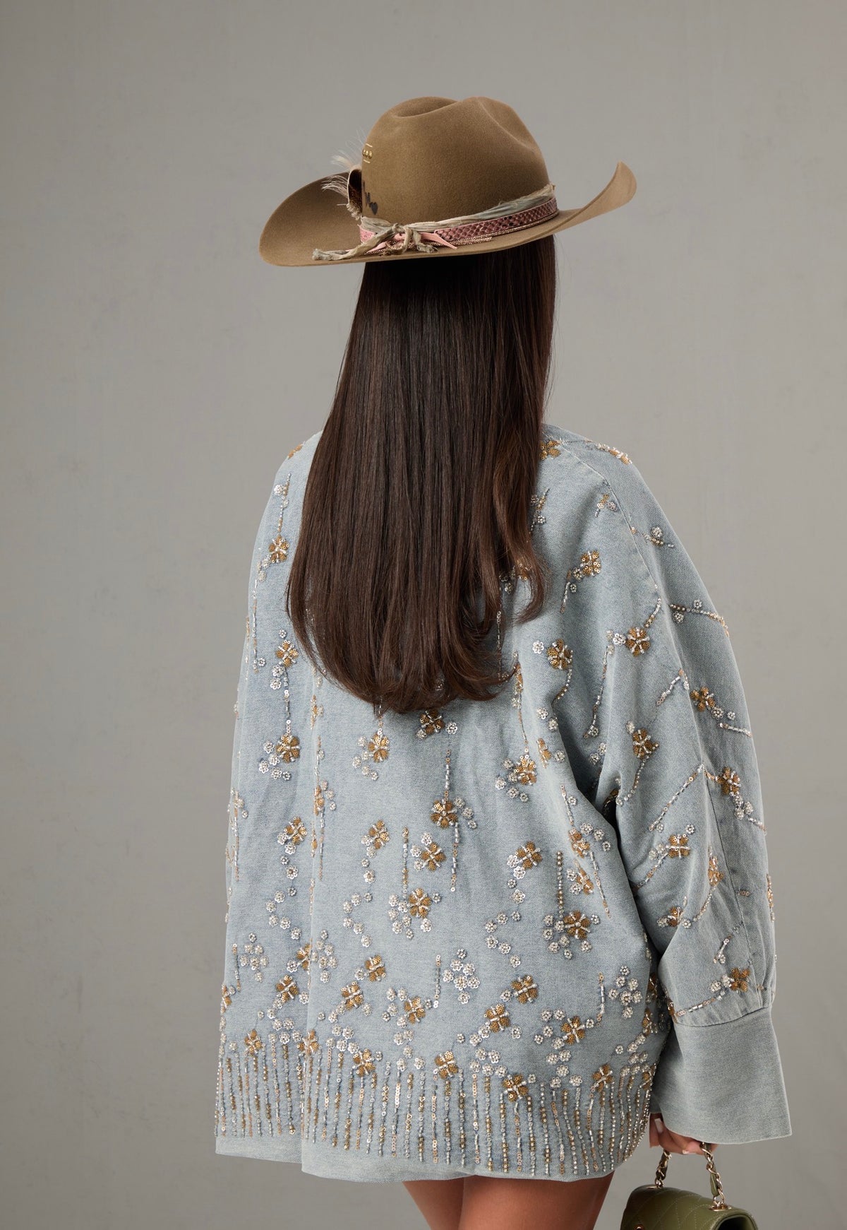 GIACCA PAILLETTES FEDRA DENIM CHIARO