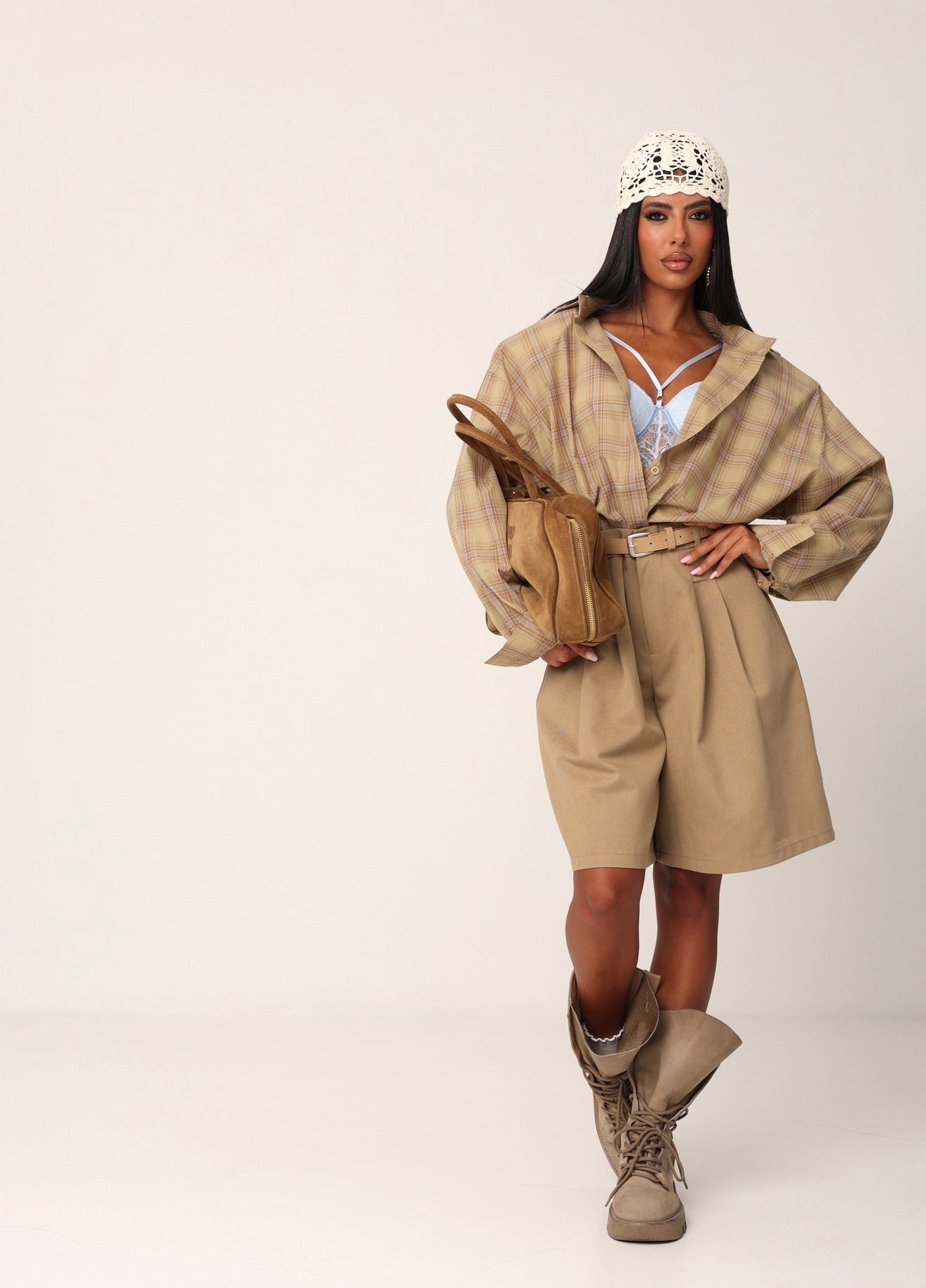 CAMICIA QUADRI CARMY BEIGE