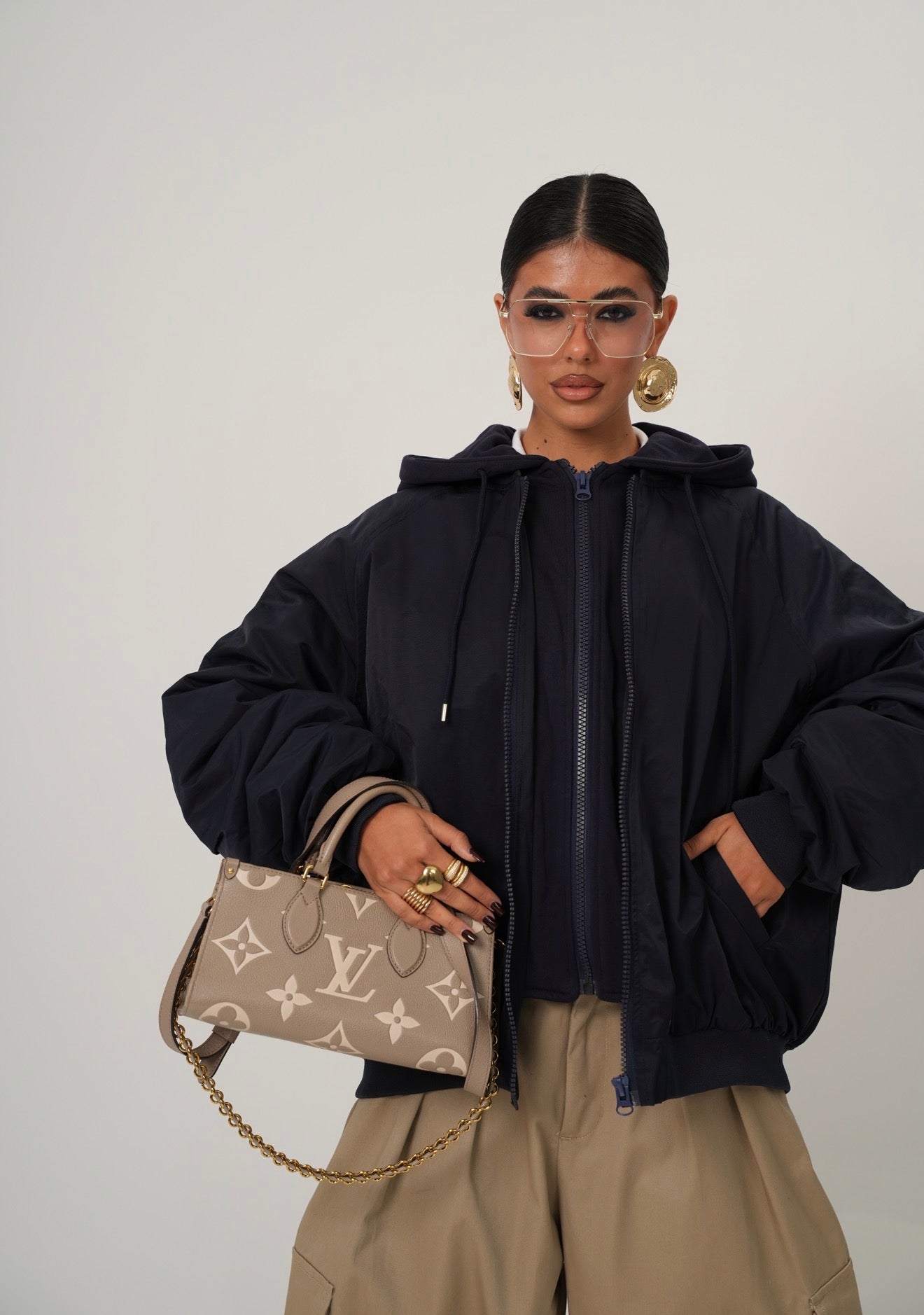 Bomber cappuccio London blu
