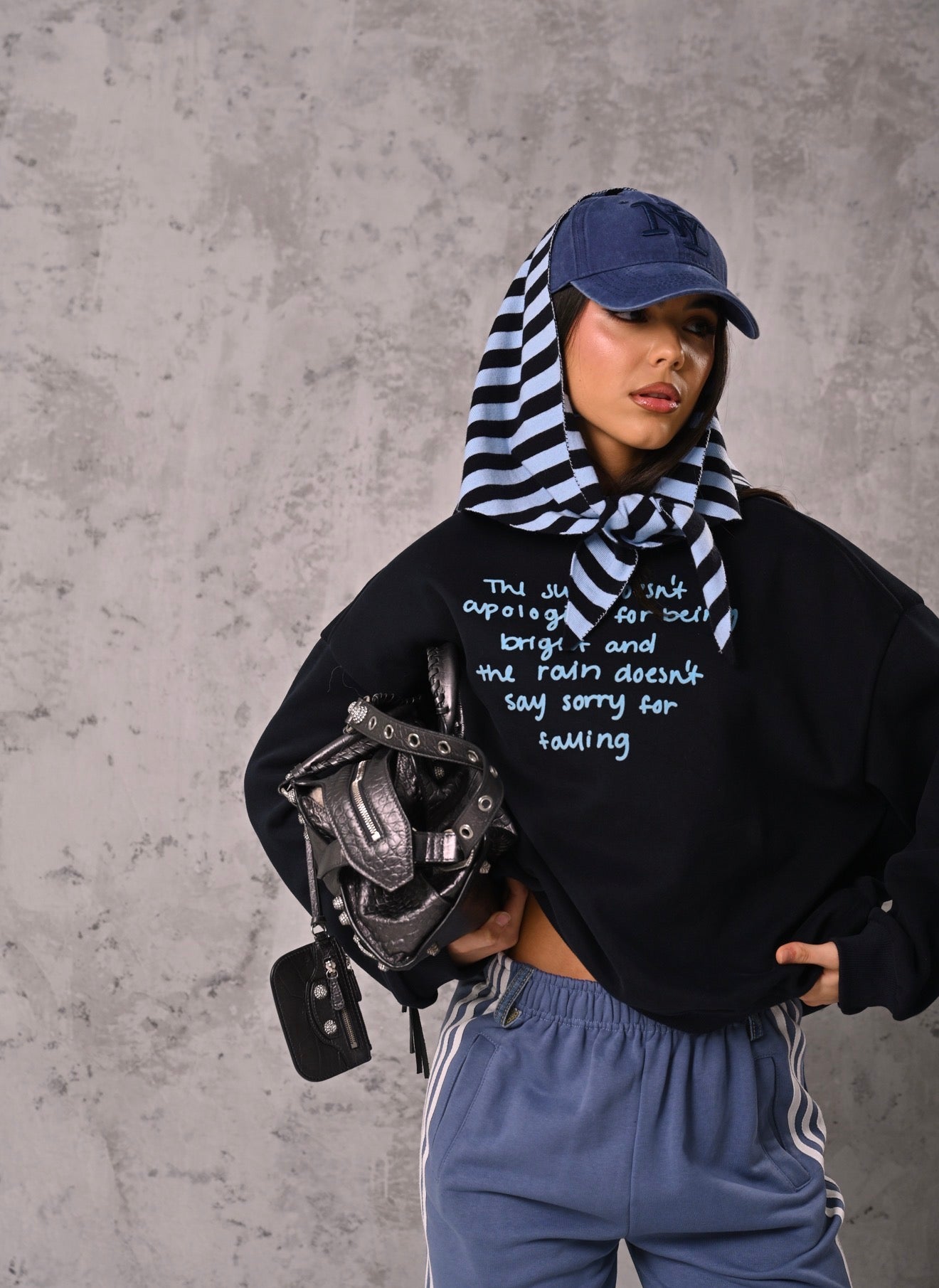 FELPA RAIN + COPRISPALLE RIGHE BLU/AZZURRA