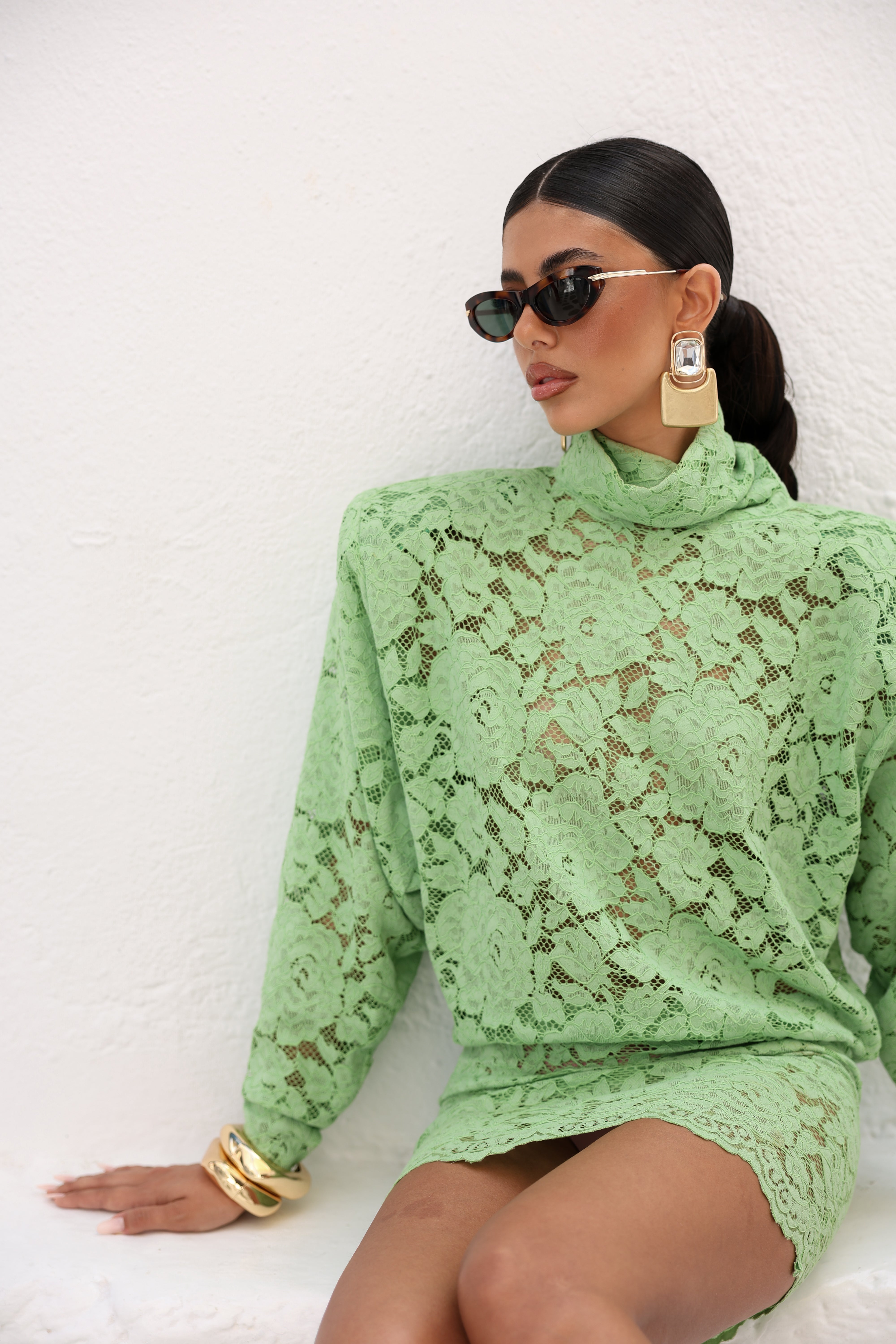 VESTITO PIZZO NAMMOS VERDE BY MARZIA MANGO