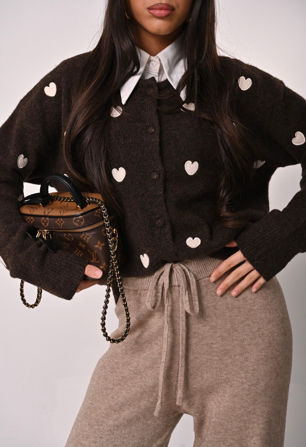 CARDIGAN CUORI KARMEL MARRONE