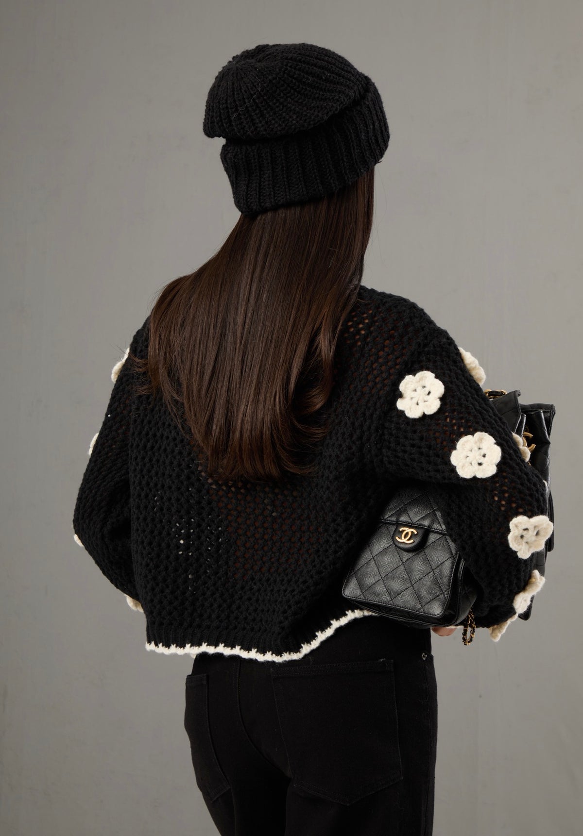 CARDIGAN FIORI TOKYO NERO/BIANCO