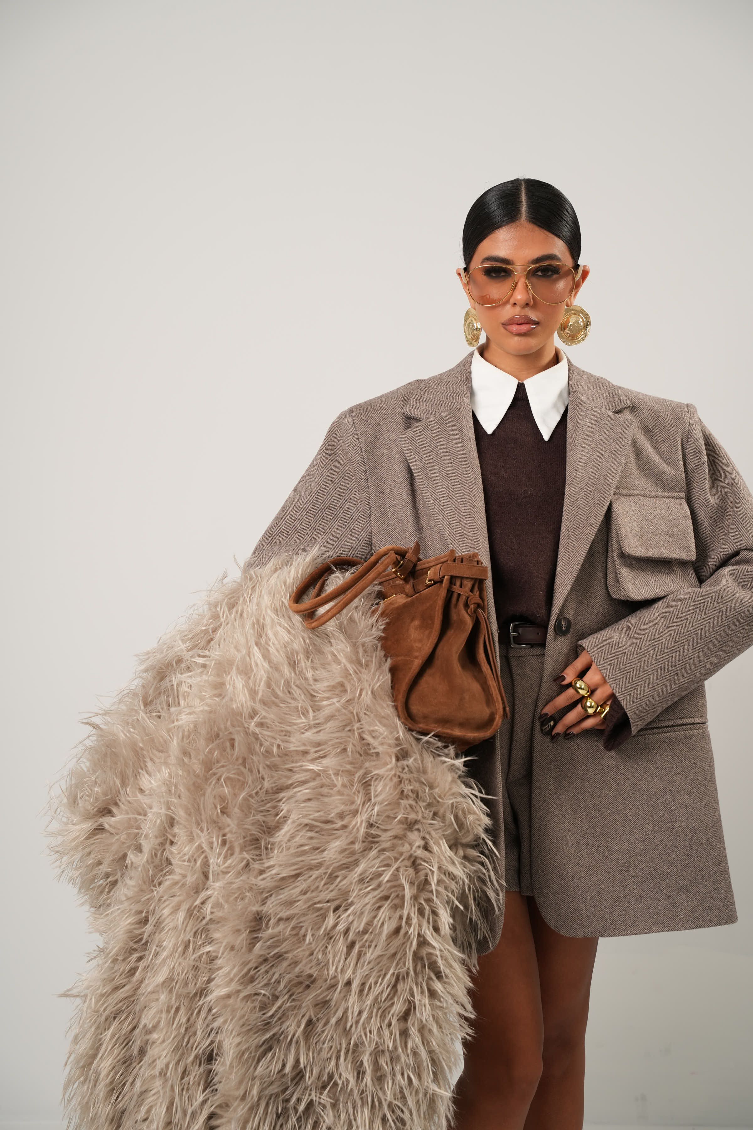 GIACCA SPIGATA GARSIA MARRONE BY LUMINA