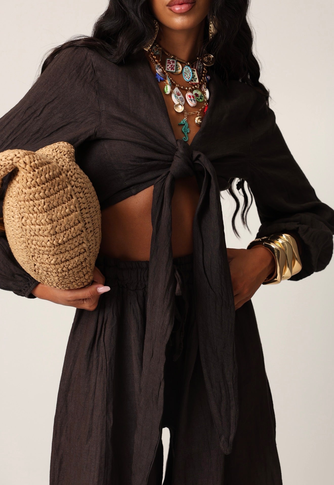 COORDINATO LALLY MARRONE 100% LINO