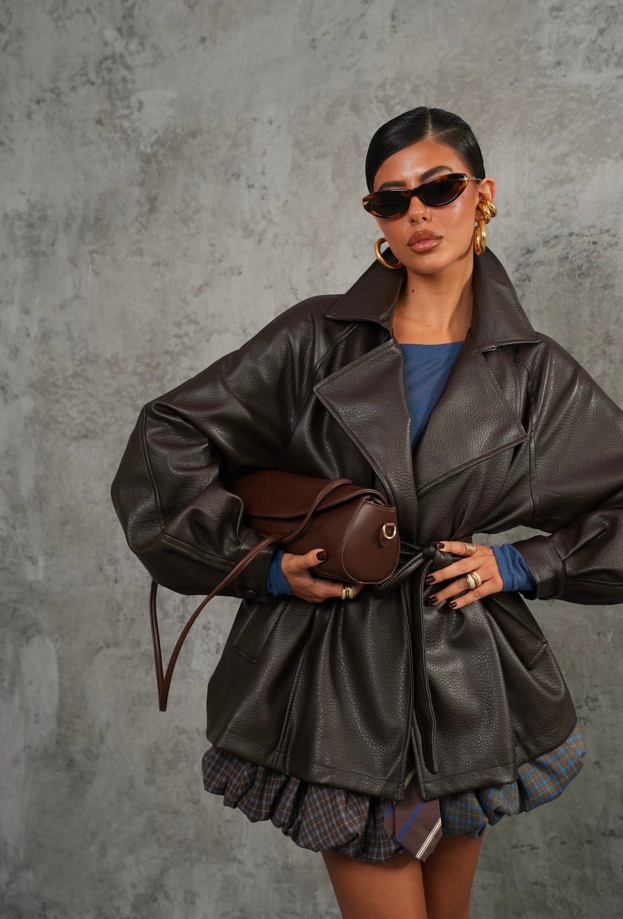 Giacca ecopelle Laurel marrone