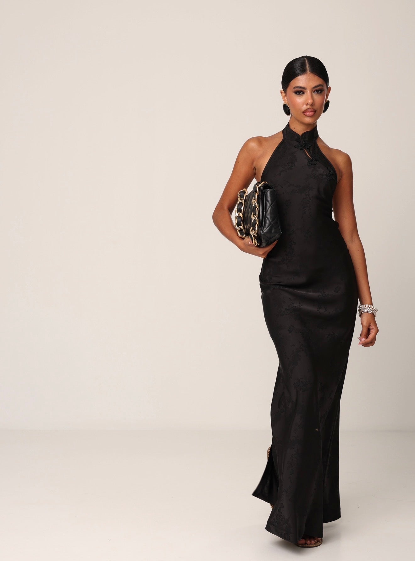 VESTITO FIORI SHANGHAI NERO