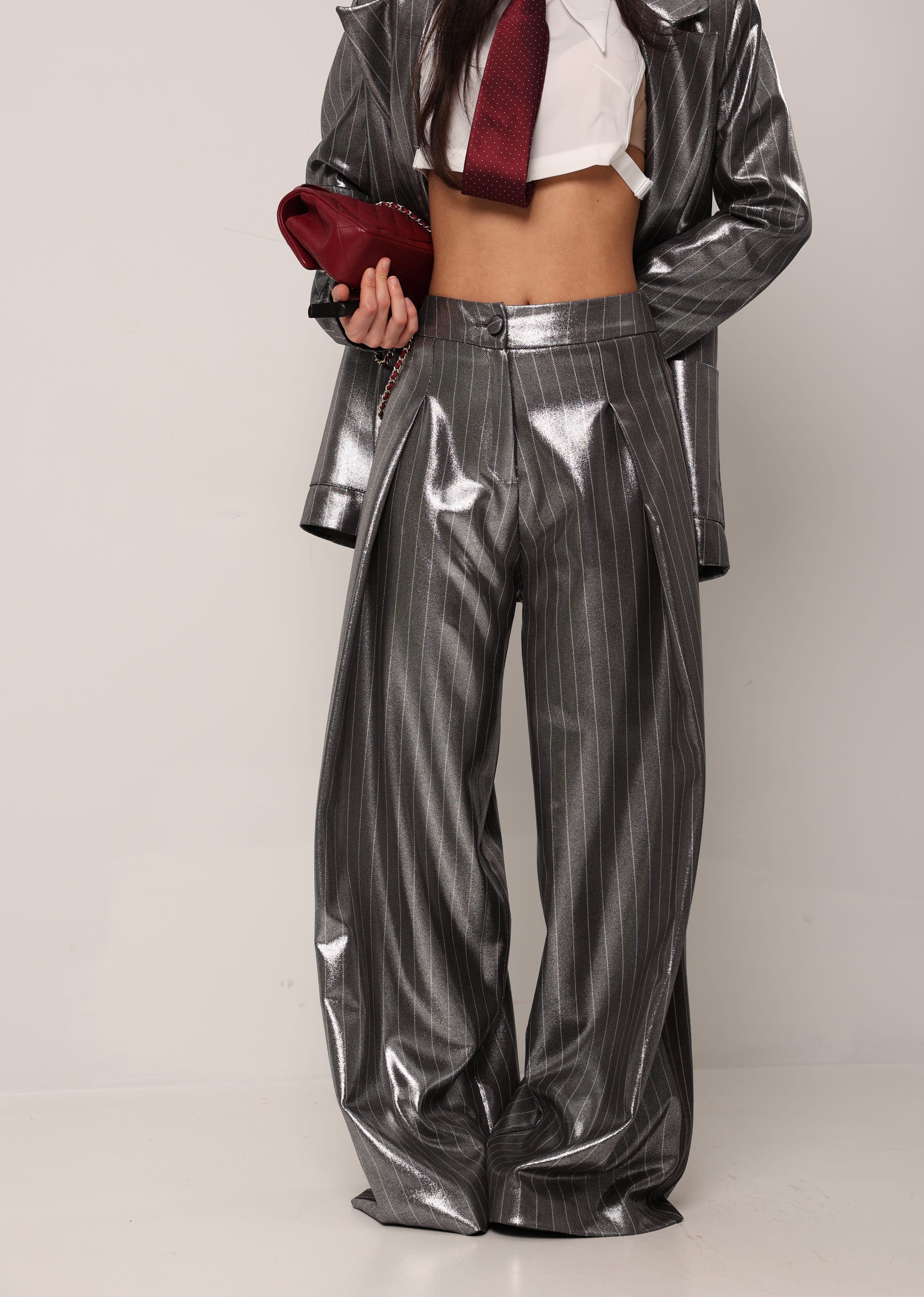 PANTALONI GESSATI ICONIZE SILVER BY MARZIA MANGO