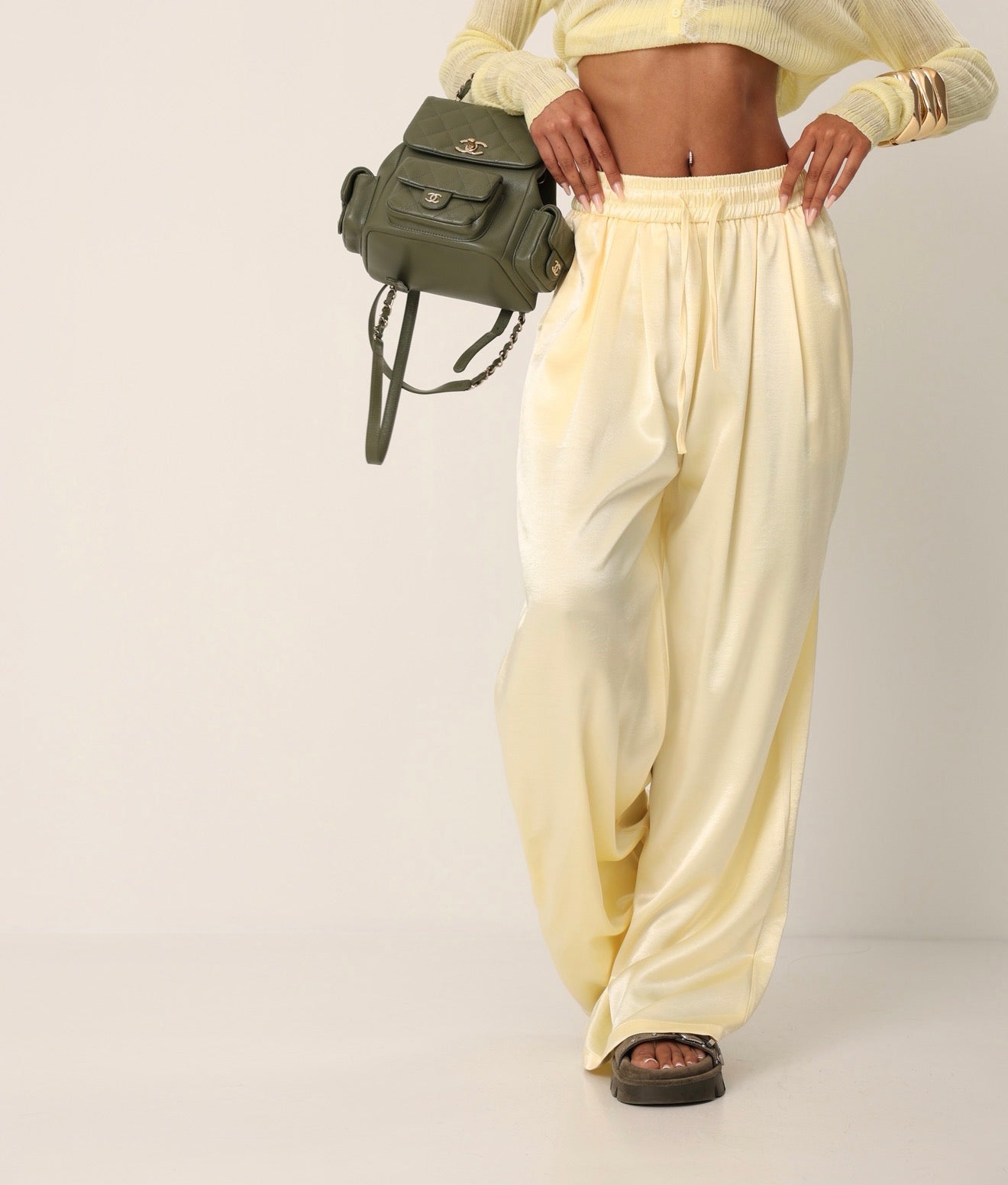 PANTALONI SATINATI ETHAN GIALLI