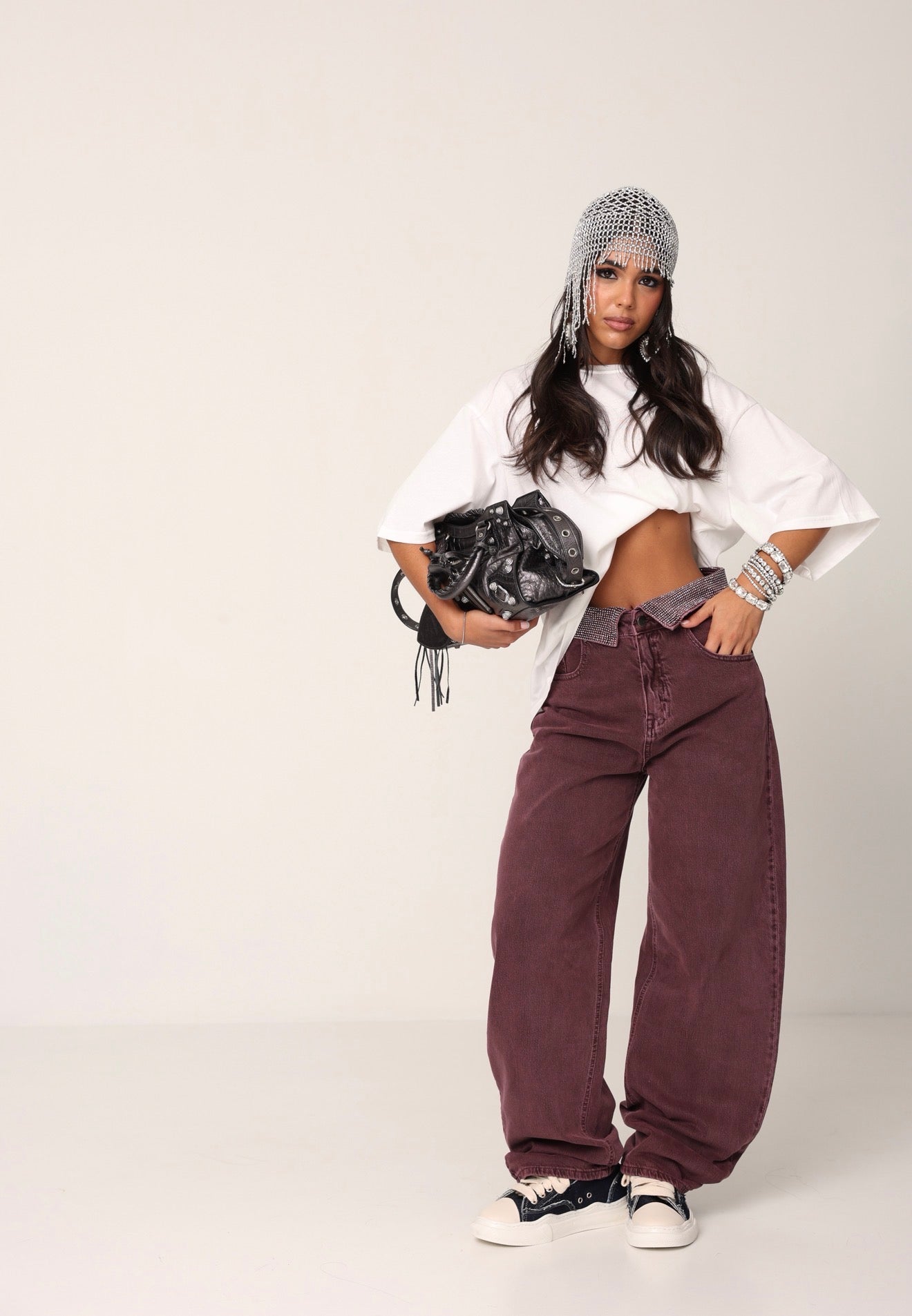 JEANS BUSTINO STRASS AMELIA BORDEAUX