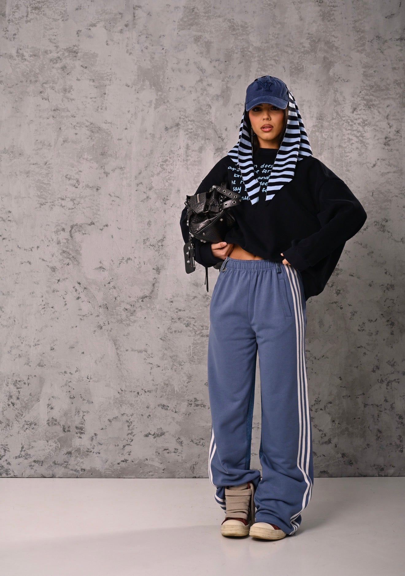 FELPA RAIN + COPRISPALLE RIGHE BLU/AZZURRA