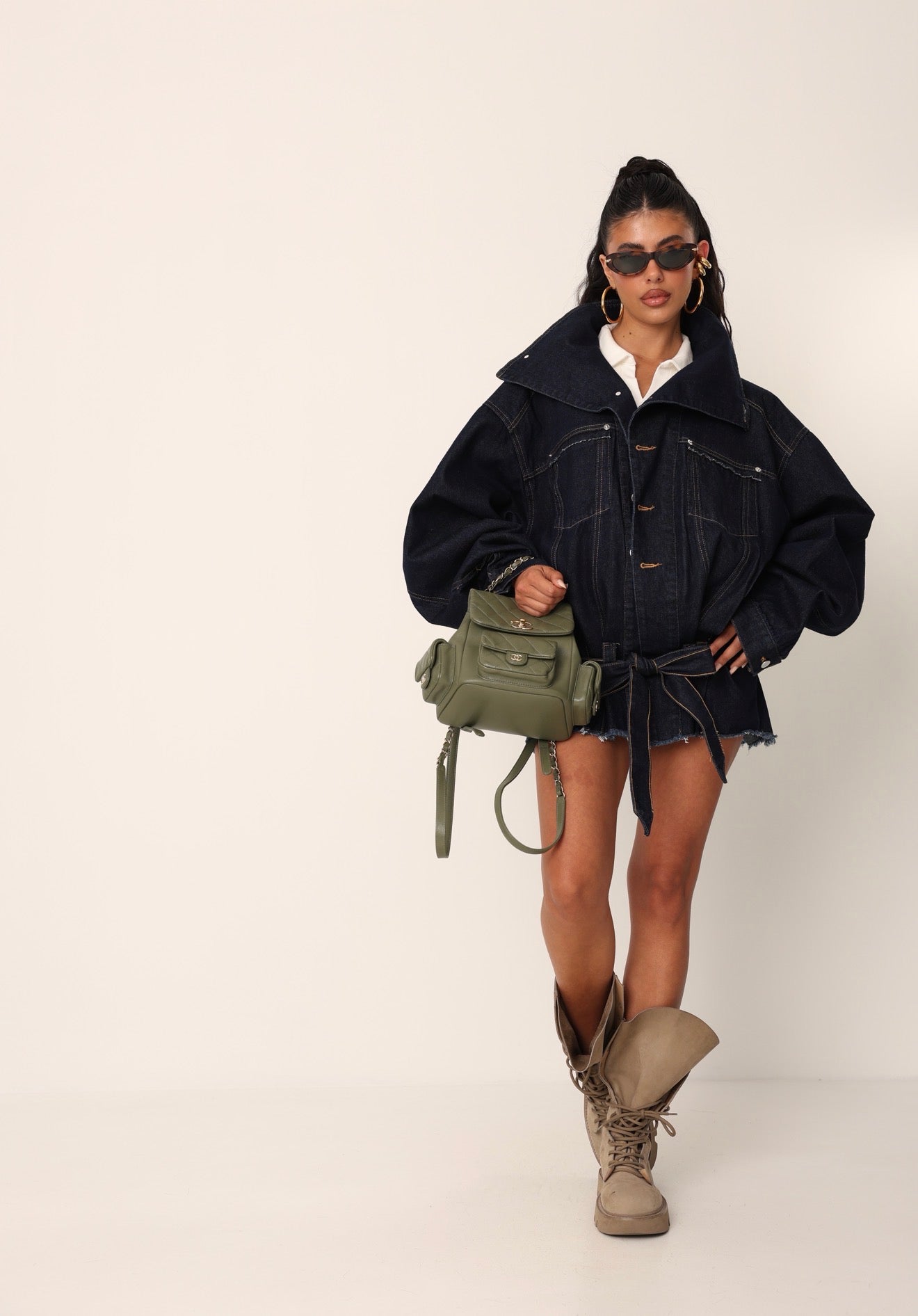 GIACCA CLAY DENIM SCURO + CINTURA