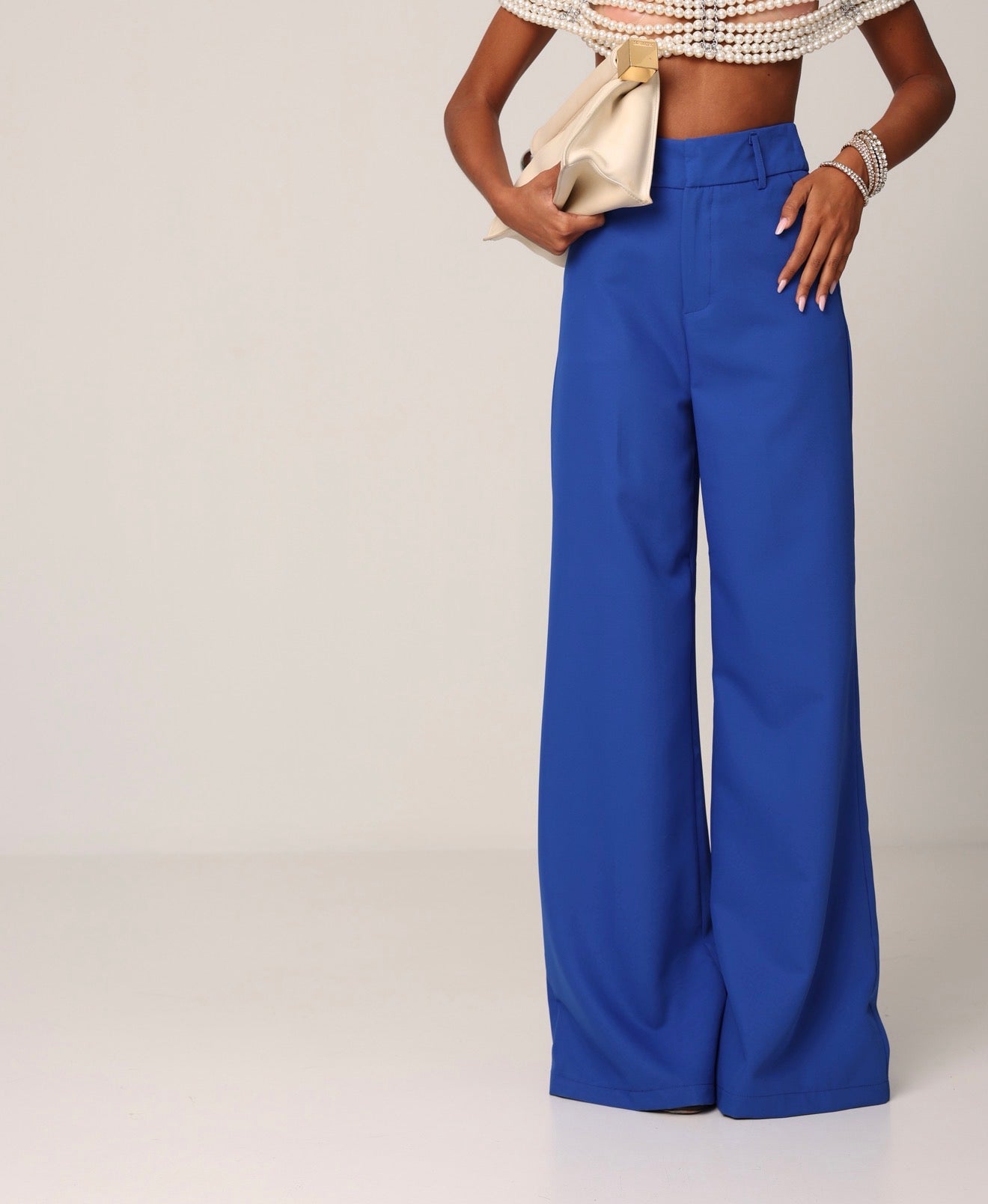 PANTALONI PALAZZO BLU ELETTRICO