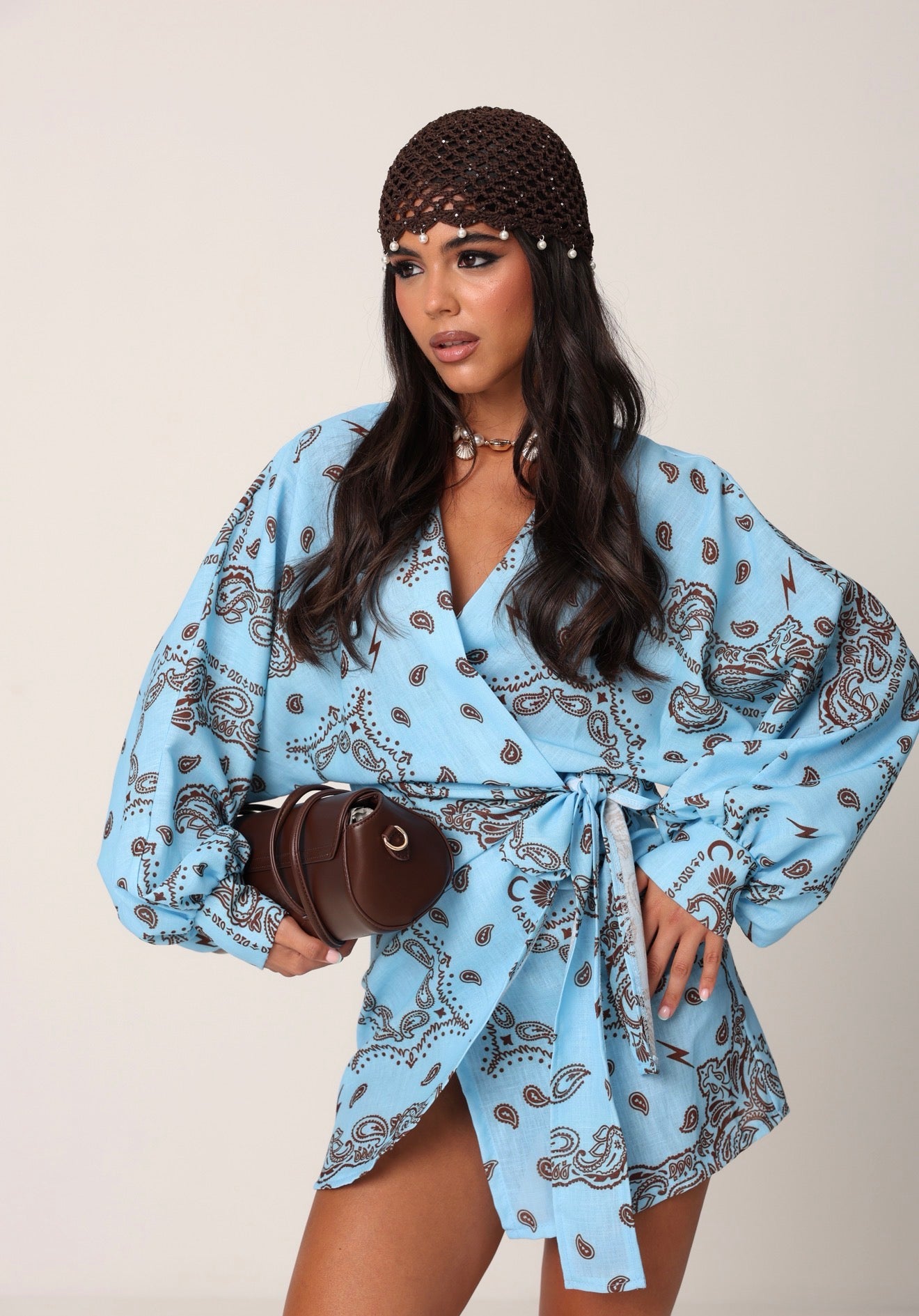 VESTITO PAISLEY CALINE AZZURRO