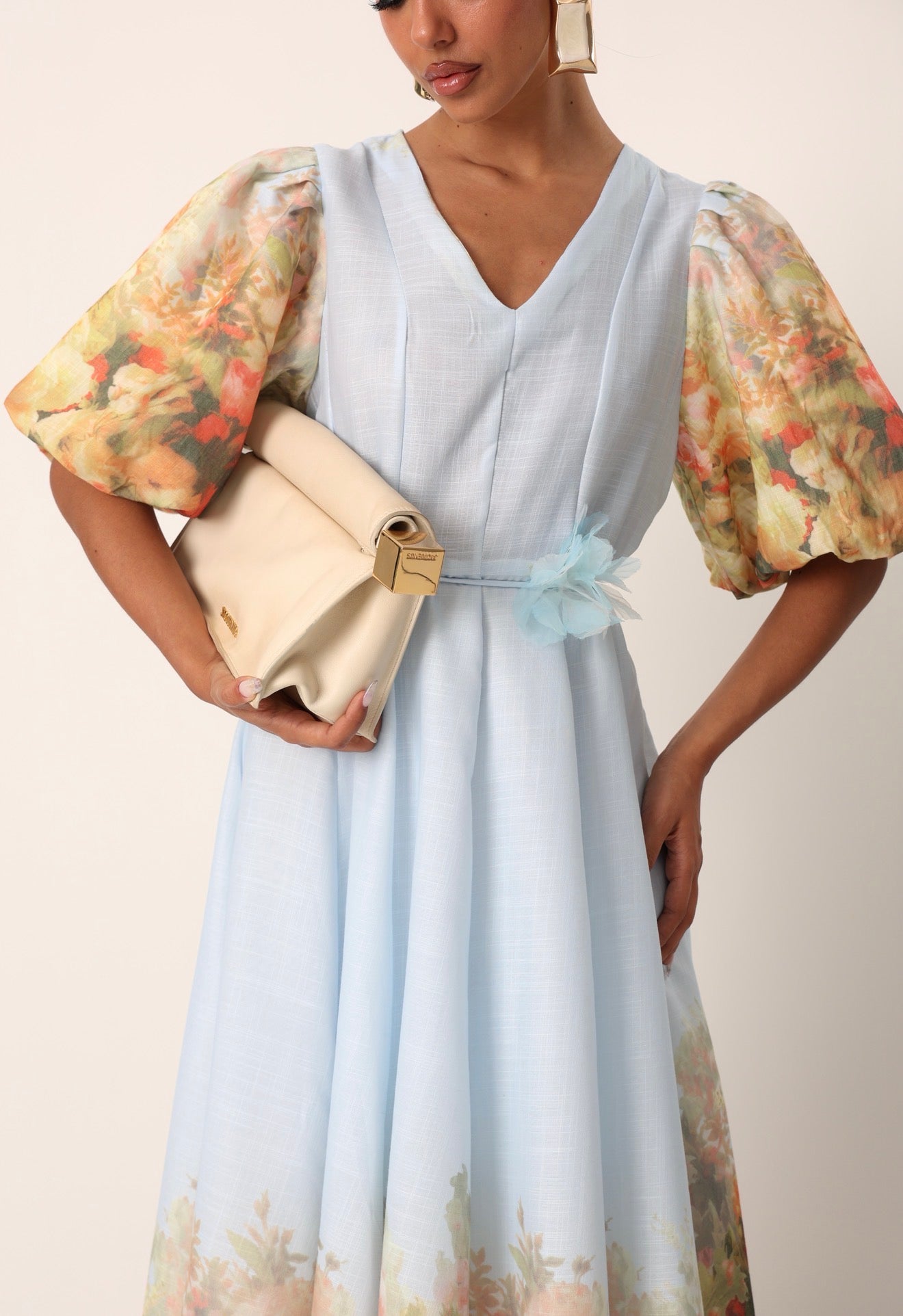 VESTITO FIORATO CARYS AZZURRO