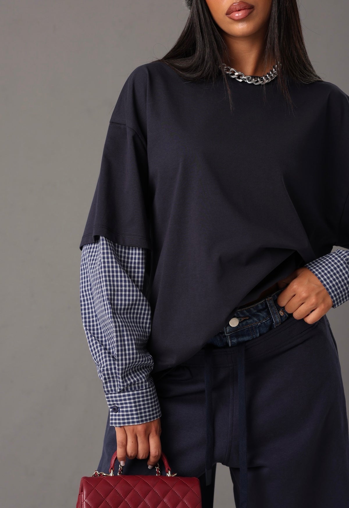 MAGLIA MANICHE CAMICIA NILÙ BLU