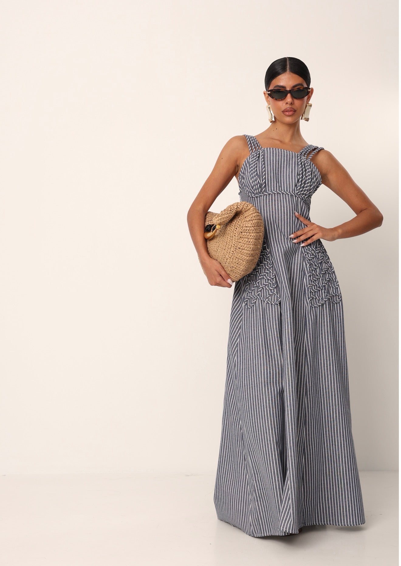 VESTITO RIGHE ELVIRA BIANCO/BLU NAVY